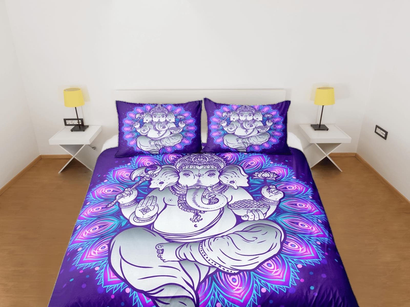 Ganesha Duvet Cover Set Elephant Decor, Indian Decor Hindu Gift Bedding Set, Bedding