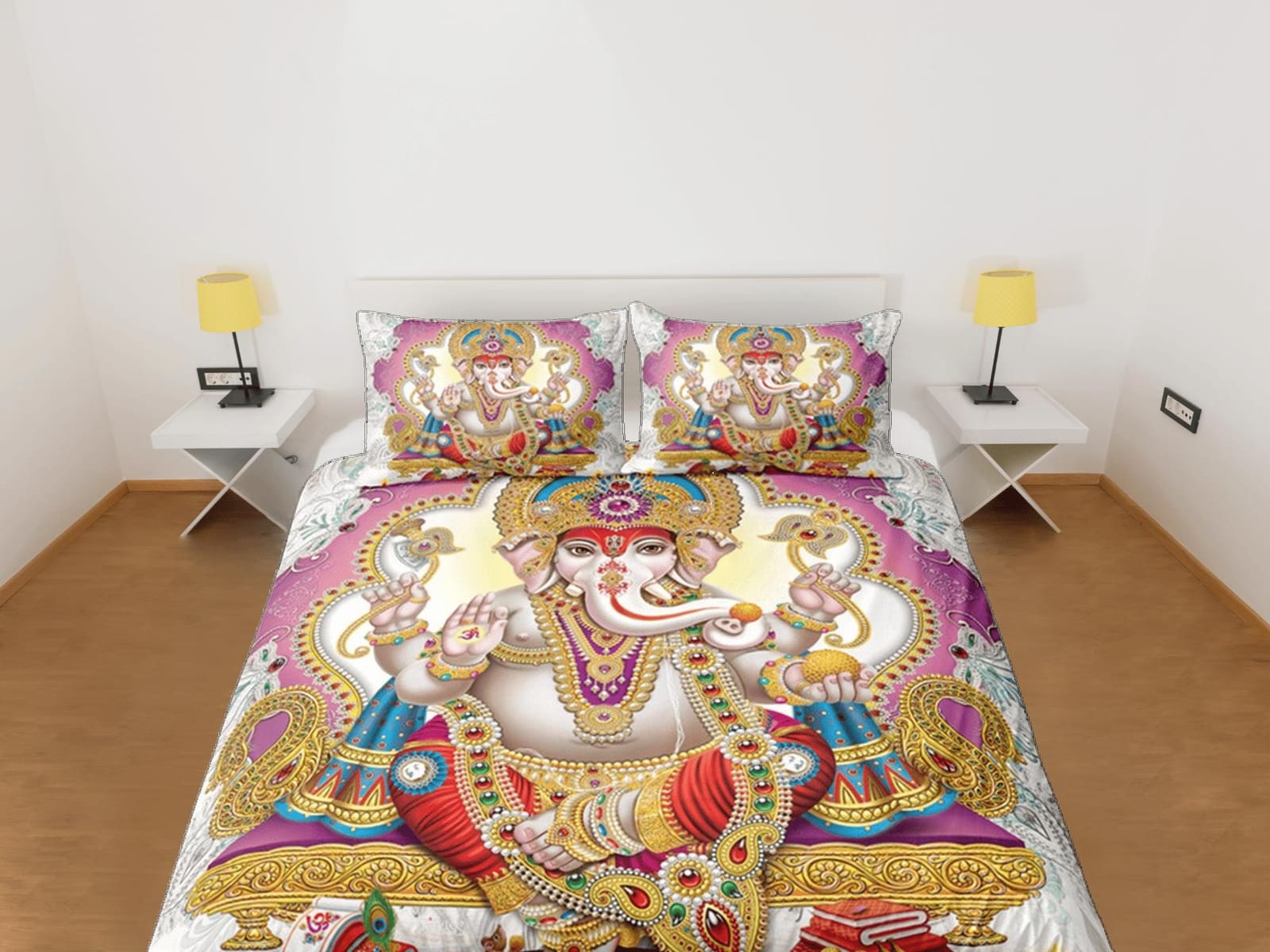 Ganesha Duvet Cover Set Indian Decor, Bedspread Elephant Gift Bedding Set