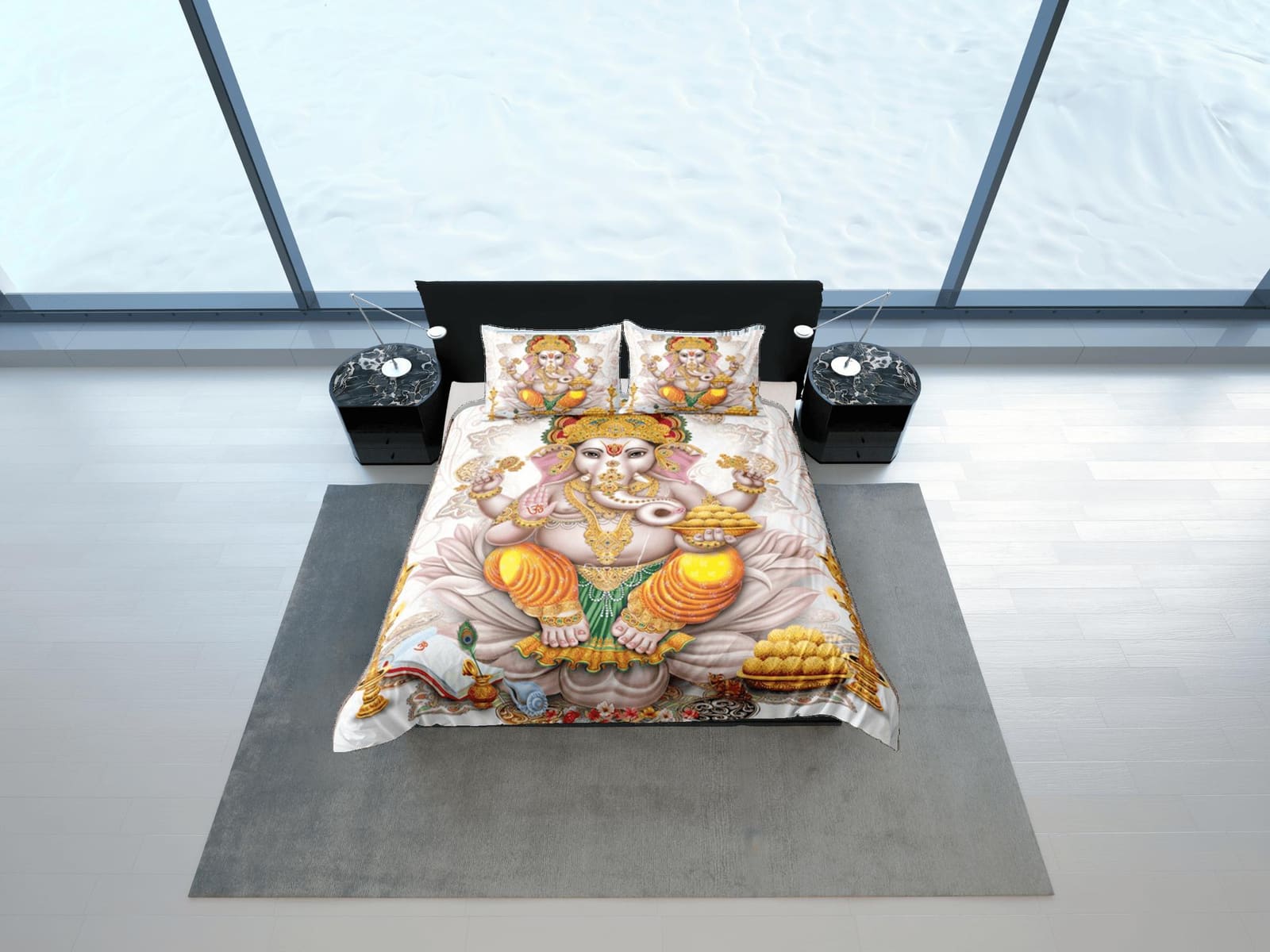 Ganesha Duvet Cover Set Indian Decor, Bedspread Elephant Gift Bedding Set