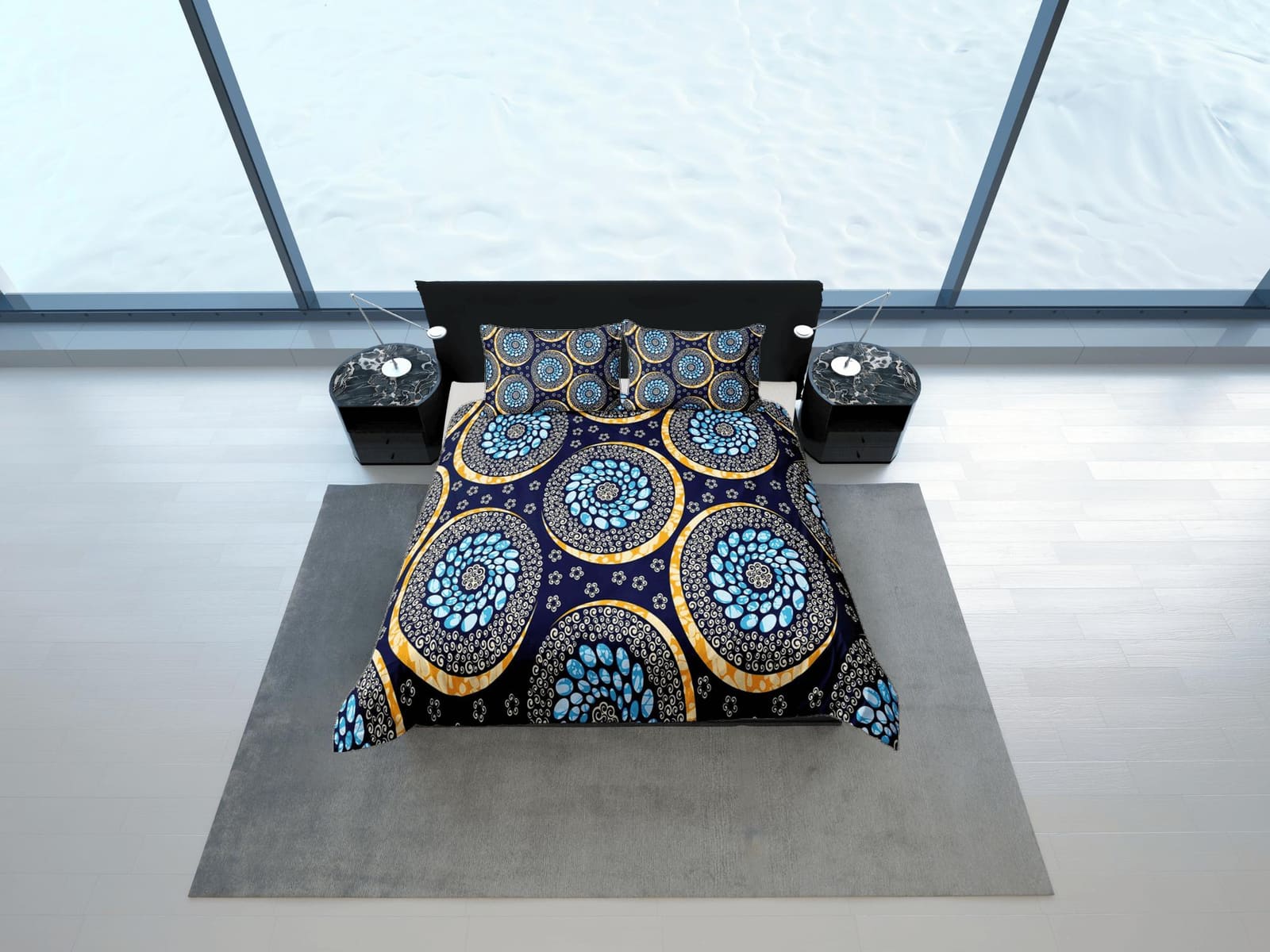Geometric dandelion african bedding set duvet cover, boho bedding, ethnic tribal designs, afrocentric designer bedding, so…