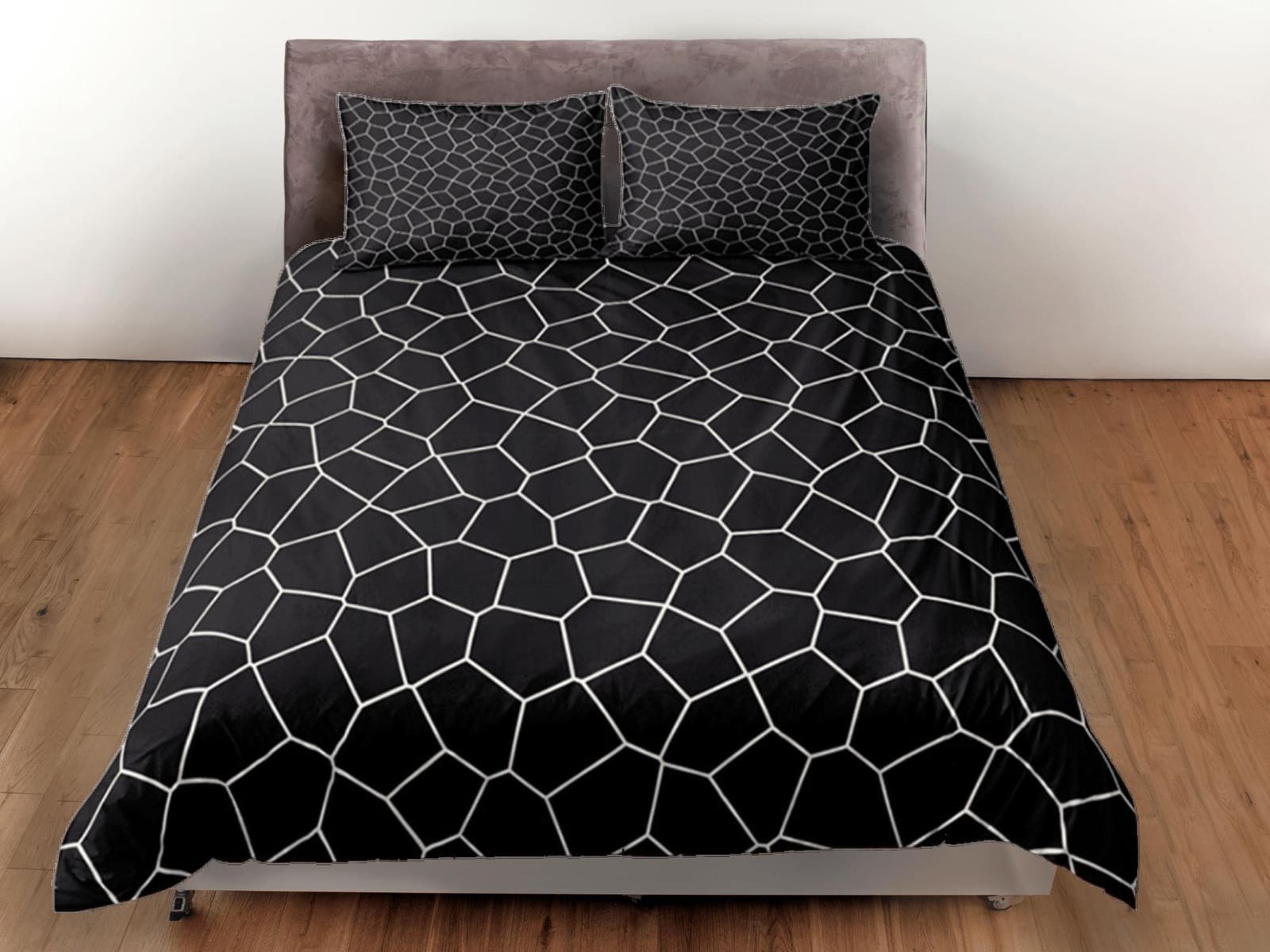 Geometric Polygon Pattern Black Duvet Cover Dorm Bedding Set Full Abstract Design Bedspread