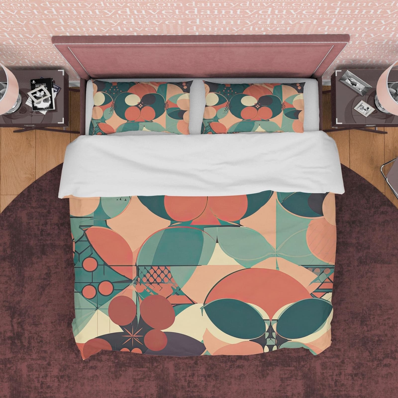 Geometric Retro Bedding Set, Autumn Color Duvet Cover, 70s Nostalgia Quilt Cover, Abstract Bedspread, Unique Bed Cover, Zi…