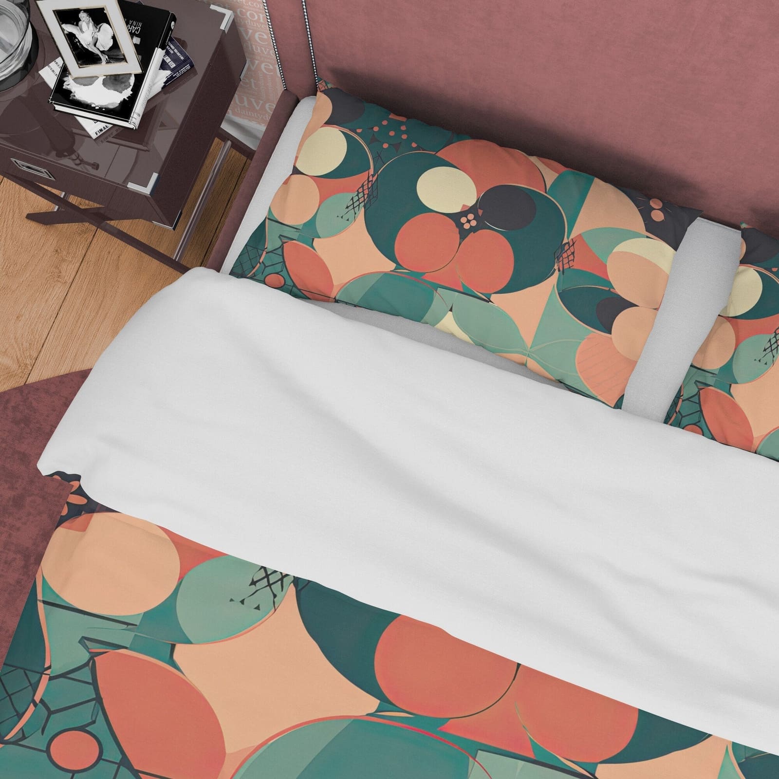 Geometric Retro Bedding Set, Autumn Color Duvet Cover, 70s Nostalgia Quilt Cover, Abstract Bedspread, Unique Bed Cover, Zi…