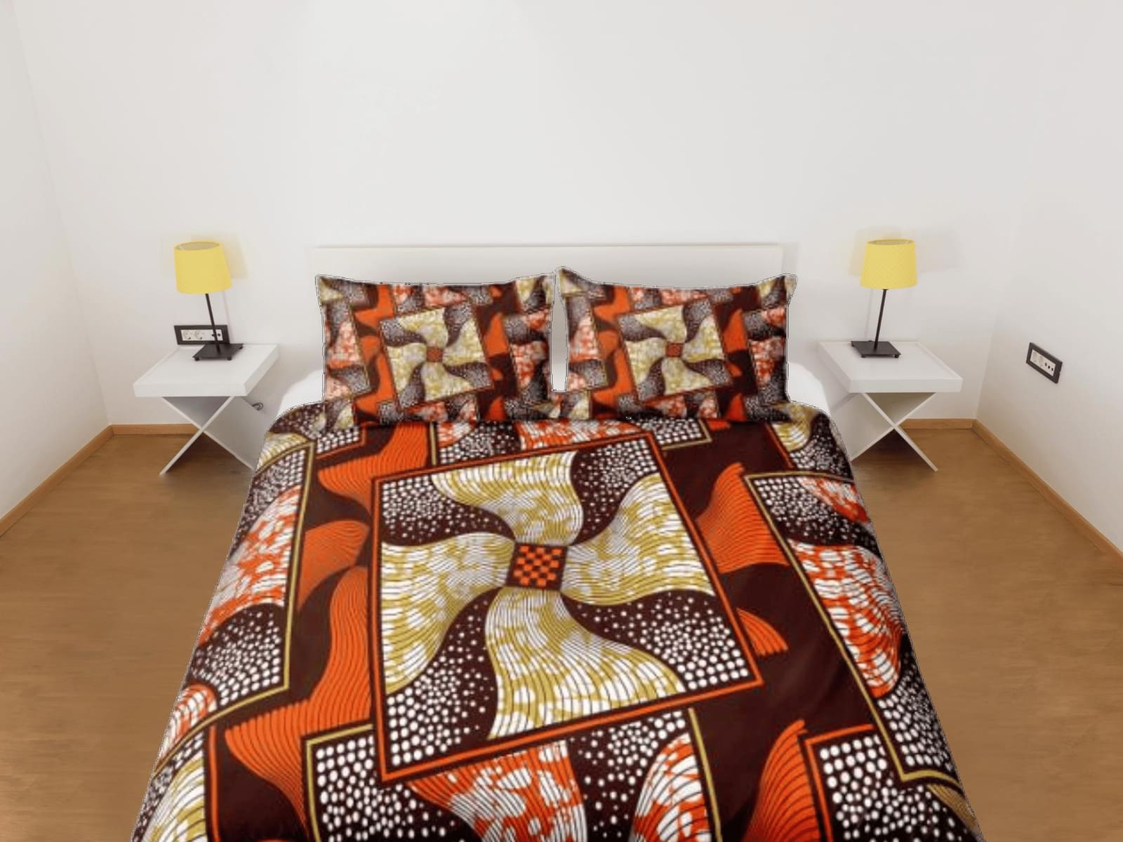 Geometric square waves african bedding set duvet cover, boho bedding, ethnic designs, afrocentric designer bedding, south…