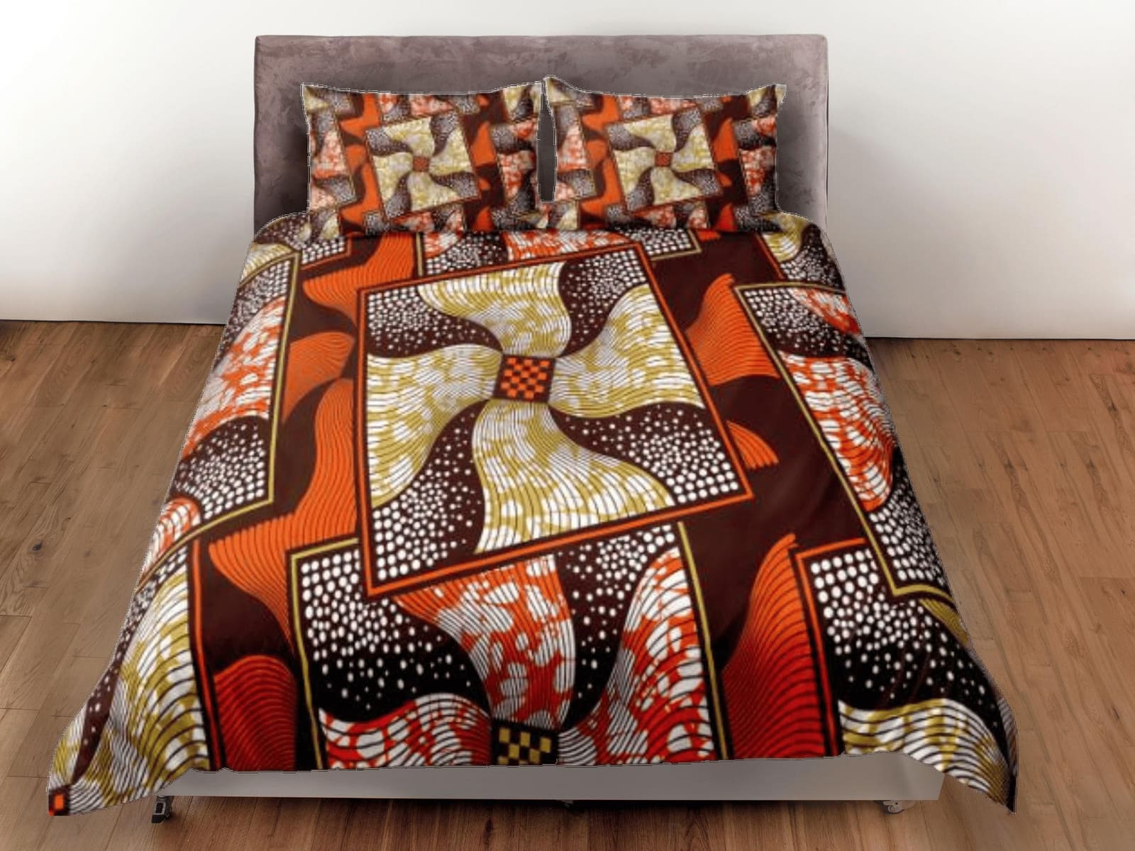 Geometric square waves african bedding set duvet cover, boho bedding, ethnic designs, afrocentric designer bedding, south…