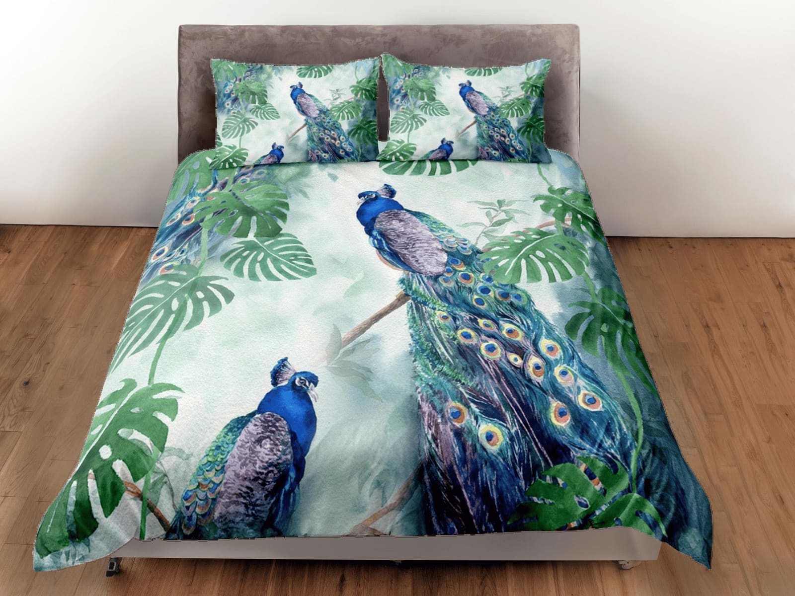 green duvet peacock decor aesthetic bedding set full, luxury duvet cover queen, king, boho duvet, designer bedding, maxima…
