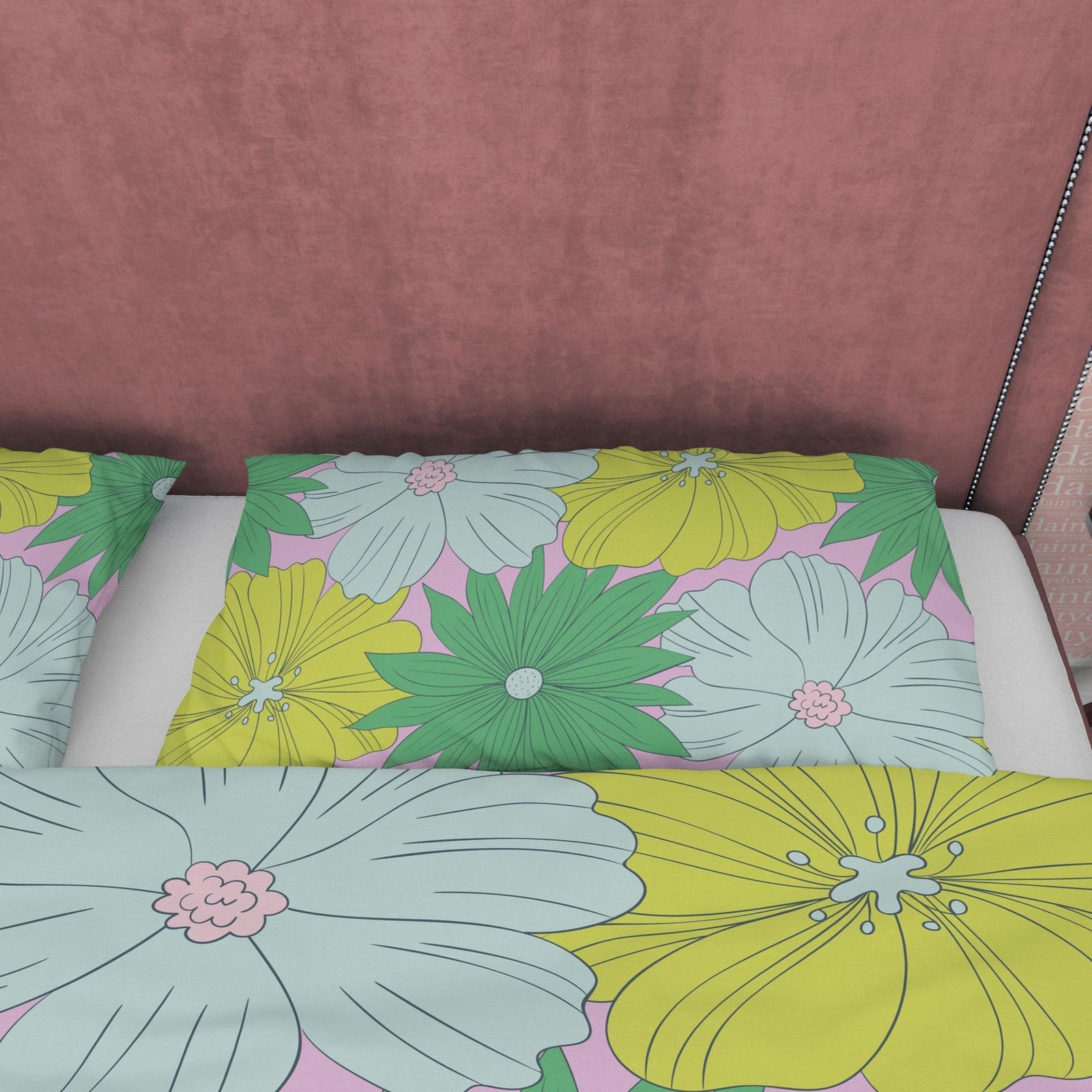 Green Flower Boho Bedding Colorful Duvet Cover Bohemian Bedroom Set, Bright Color Unique Room Decor Floral Quilt Cover, Ae…