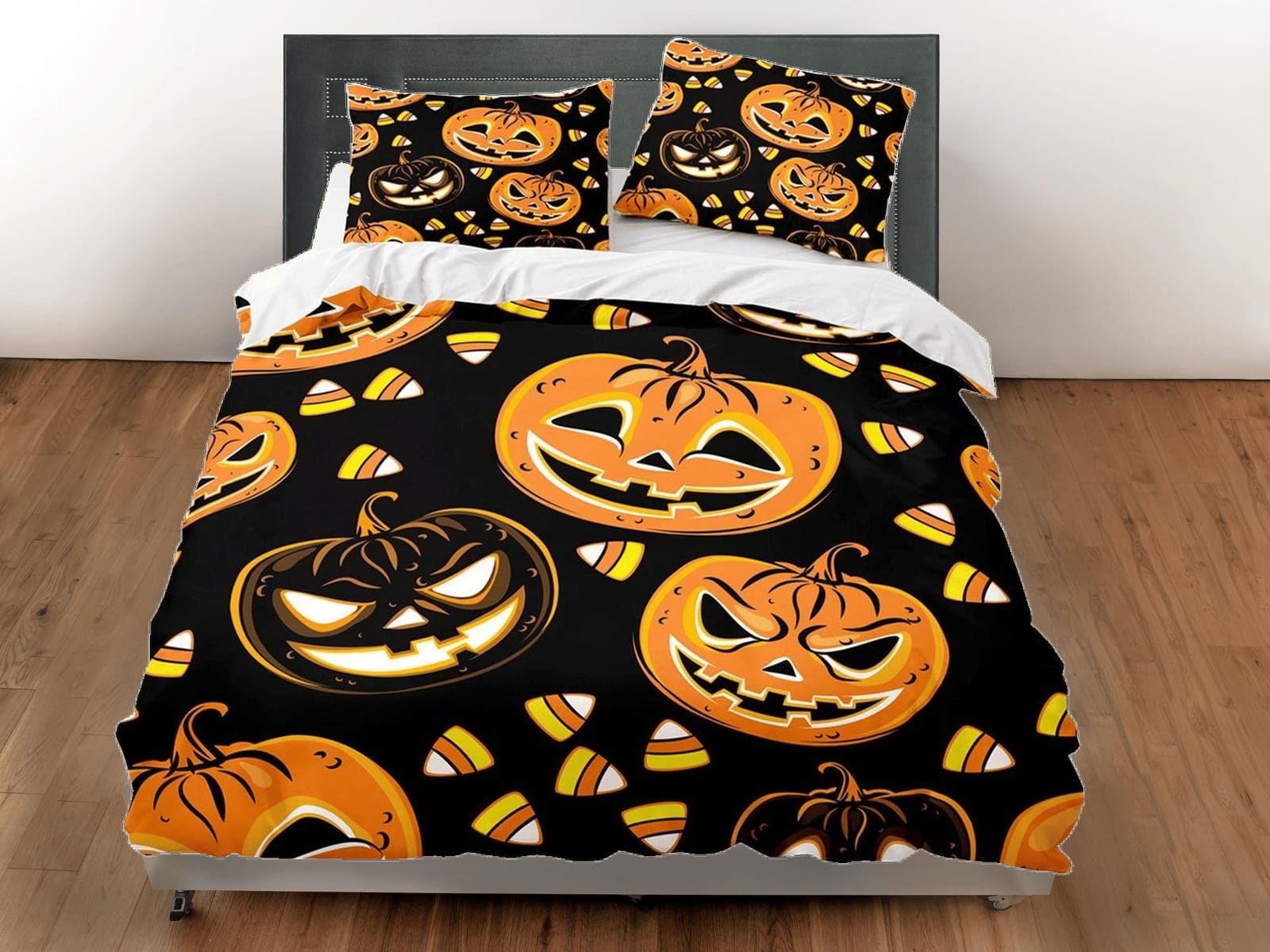 Halloween pumpkin bedding set full & pillowcase, black duvet cover dorm bedding, halloween decor, nursery toddler bedding,…