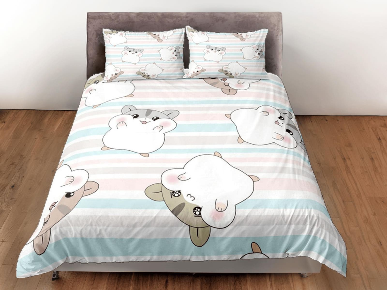 Hamster Anime Duvet Cover Set Cute Bedspread, Kawaii Dorm Bedding Single with Pillowcase, Comforter Cover Twin