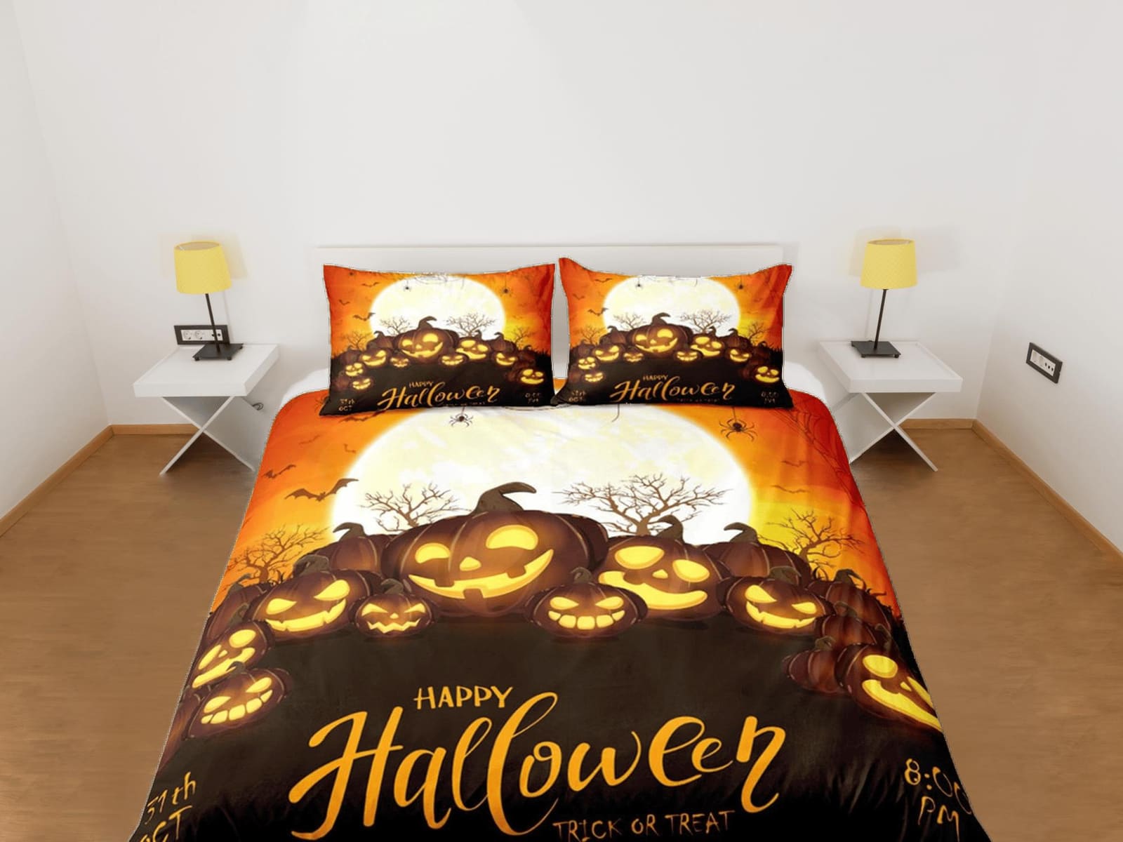 Happy Halloween bedding & pillowcase, gothic duvet cover, dorm bedding, halloween decor goth bedding, halloween gift, todd…