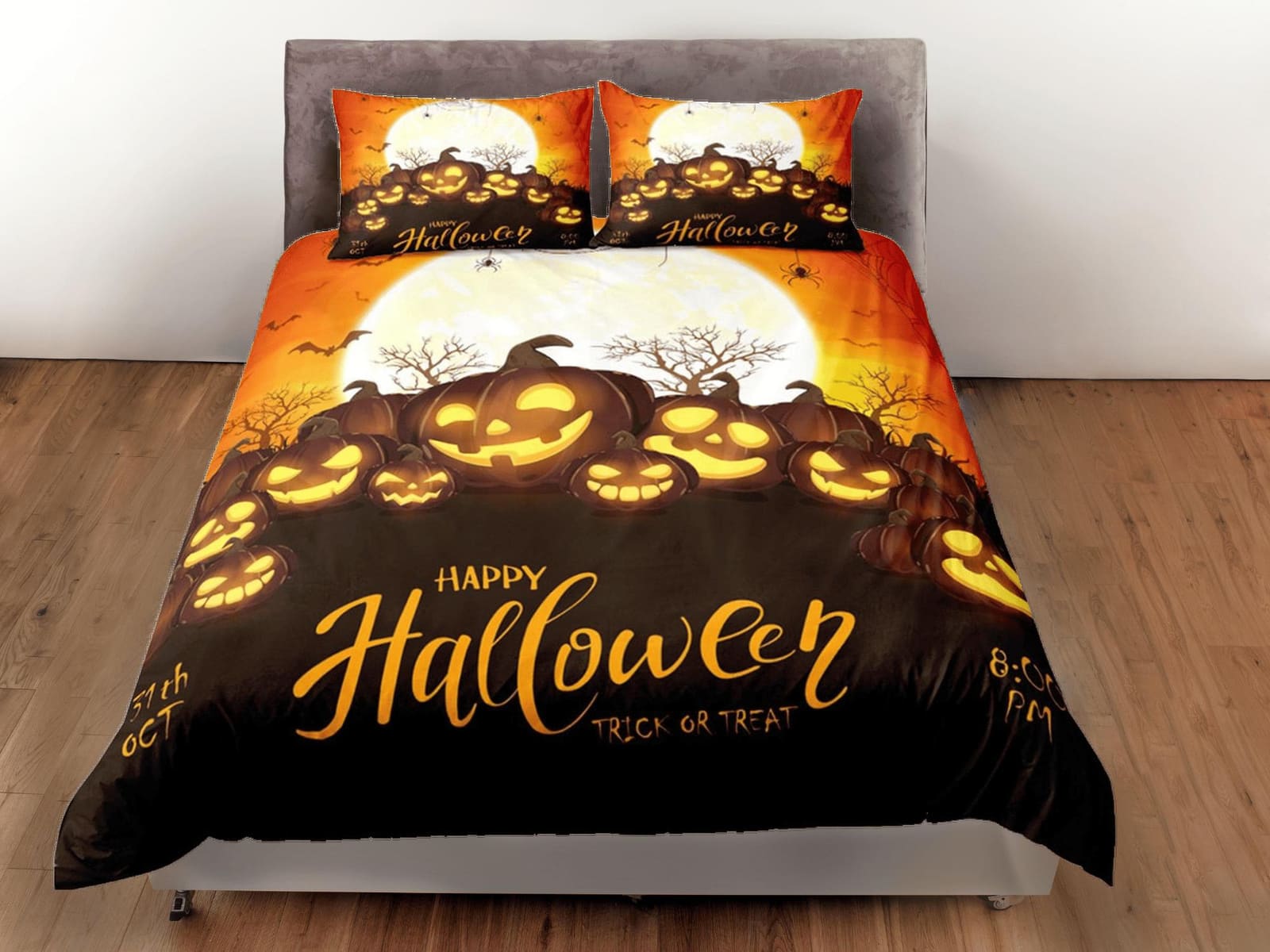 Happy Halloween bedding & pillowcase, gothic duvet cover, dorm bedding, halloween decor goth bedding, halloween gift, todd…