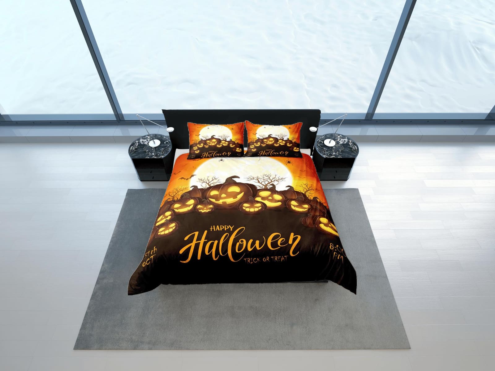Happy Halloween bedding & pillowcase, gothic duvet cover, dorm bedding, halloween decor goth bedding, halloween gift, todd…