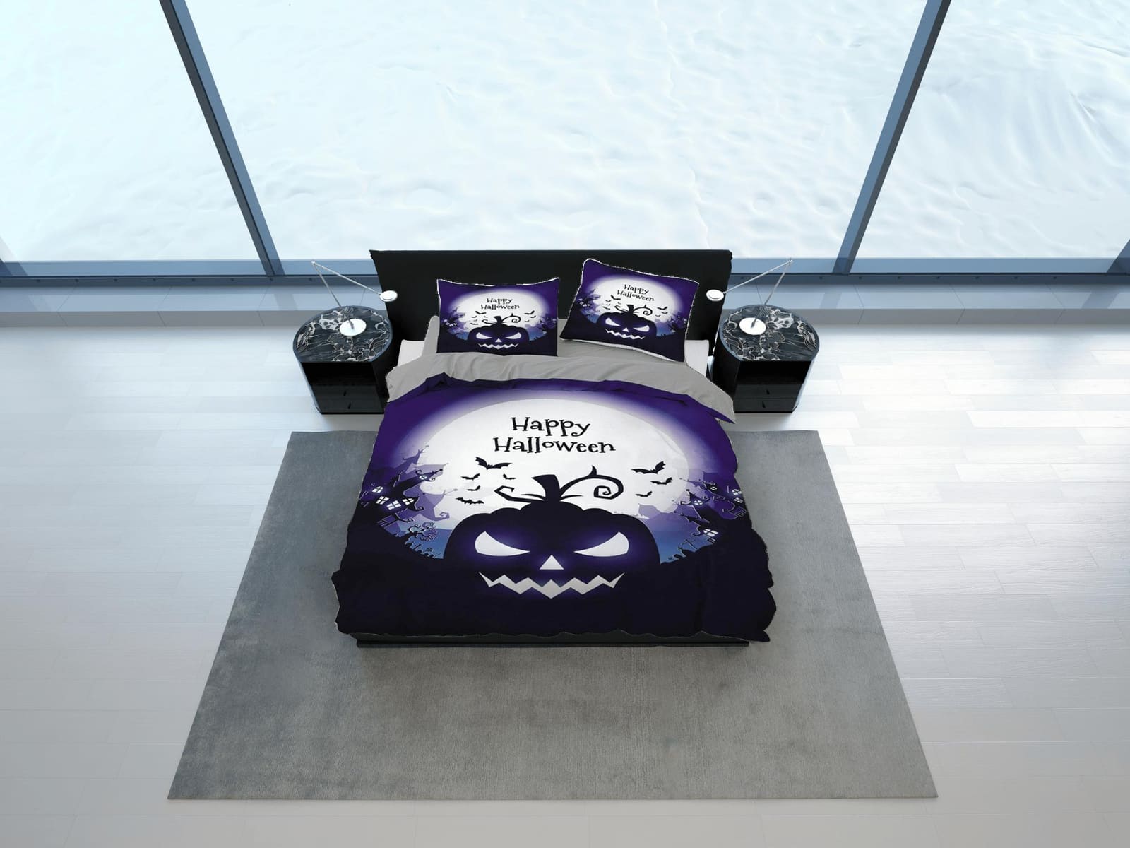 Happy halloween bedding & pillowcase, gothic duvet cover, dorm bedding, halloween decor scary pumpkin, halloween gift, tod…