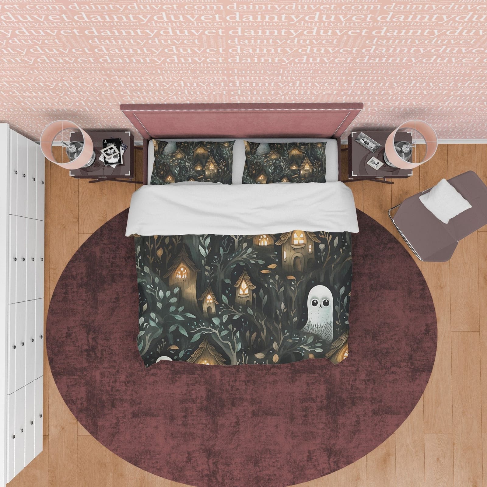 Haunted House Toddler Room Duvet Cover Set, Midnight Ghost Quilt Cover Aesthetic Zipper Bedding, Halloween Room Decor, Sca…