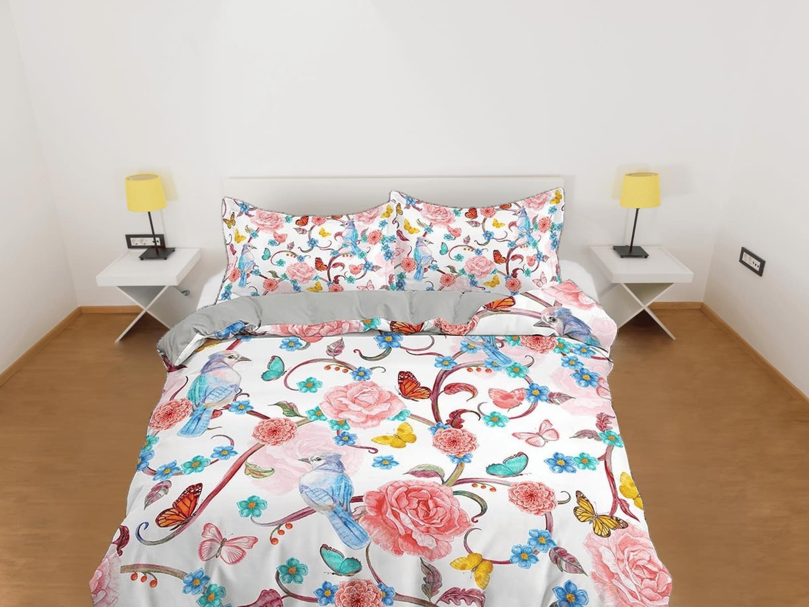 Hummingbird bedding, floral duvet cover queen, king, boho duvet, designer bedding, aesthetic bedding, maximalist full size…