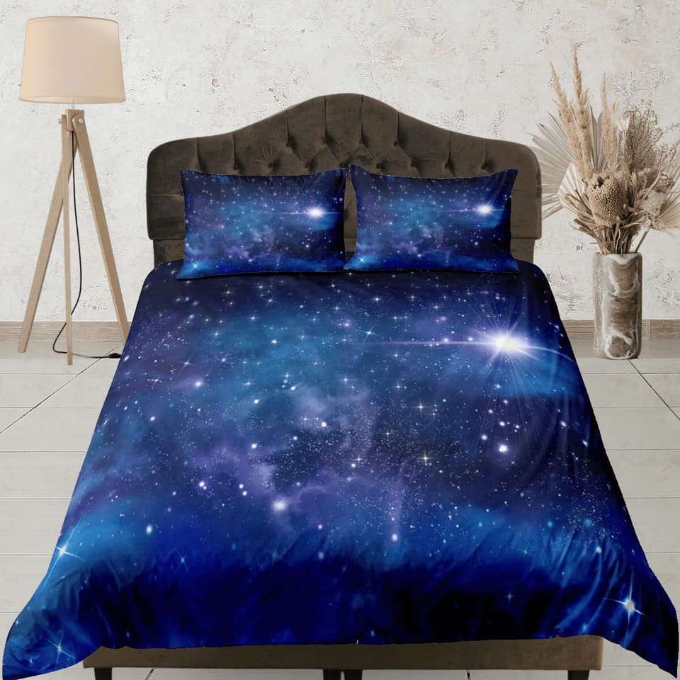 Interstellar galaxy bedding, 3D outer space bedding set full, stars duvet cover king, queen, dorm bedding, toddler bedding…