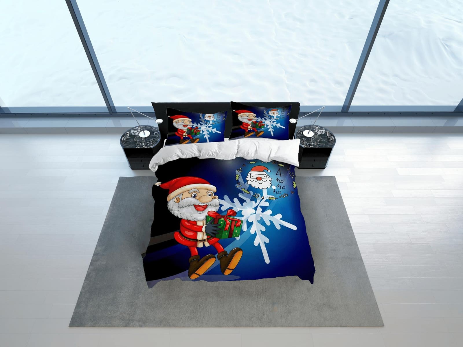 Joyful Santa Claus Christmas bedding & pillowcase holiday gift duvet cover king queen twin toddler bedding baby Christmas…