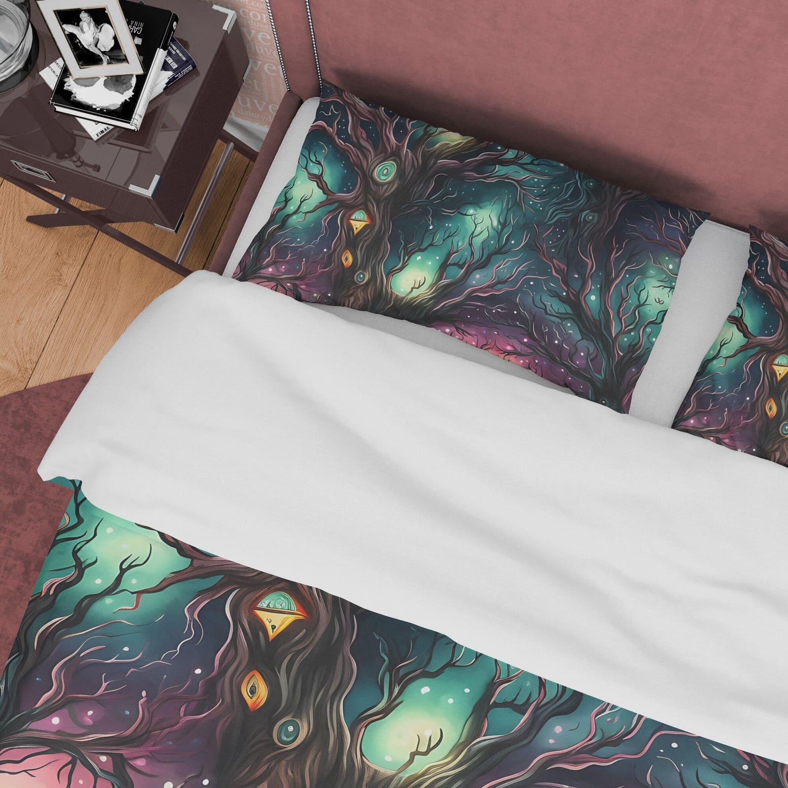 Luminous Magical Enchanted Forest, Colorful Halloween Duvet Cover Set, Aesthetic Bedding, Spooky Room Decor, US, European,…