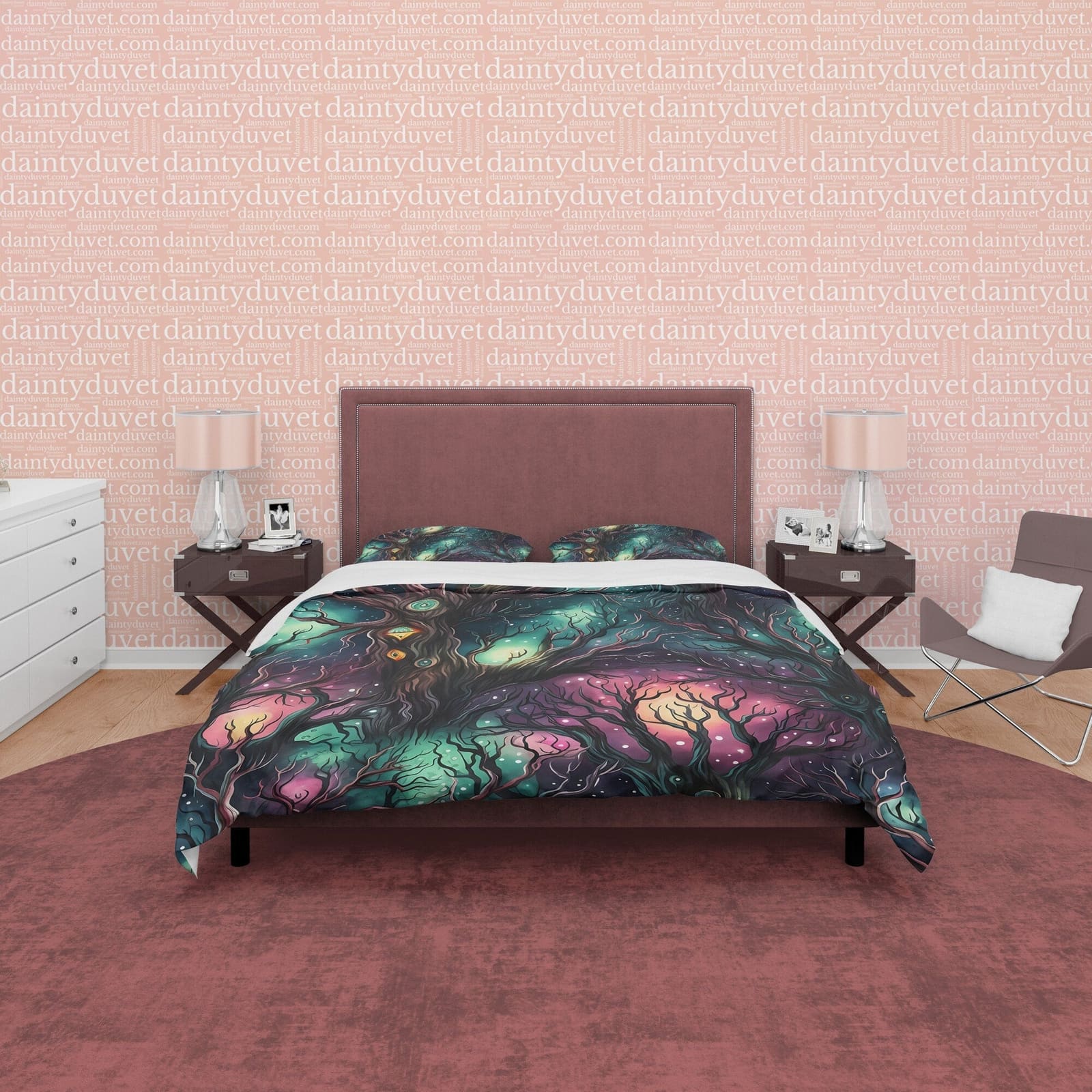 Luminous Magical Enchanted Forest, Colorful Halloween Duvet Cover Set, Aesthetic Bedding, Spooky Room Decor, US, European,…