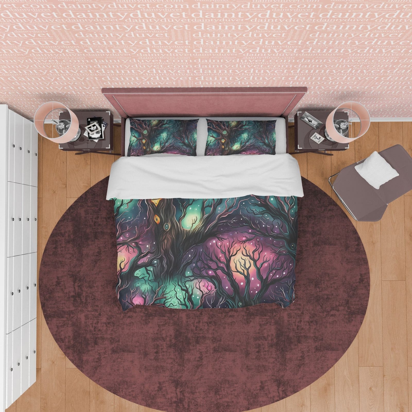 Luminous Magical Enchanted Forest, Colorful Halloween Duvet Cover Set, Aesthetic Bedding, Spooky Room Decor, US, European,…