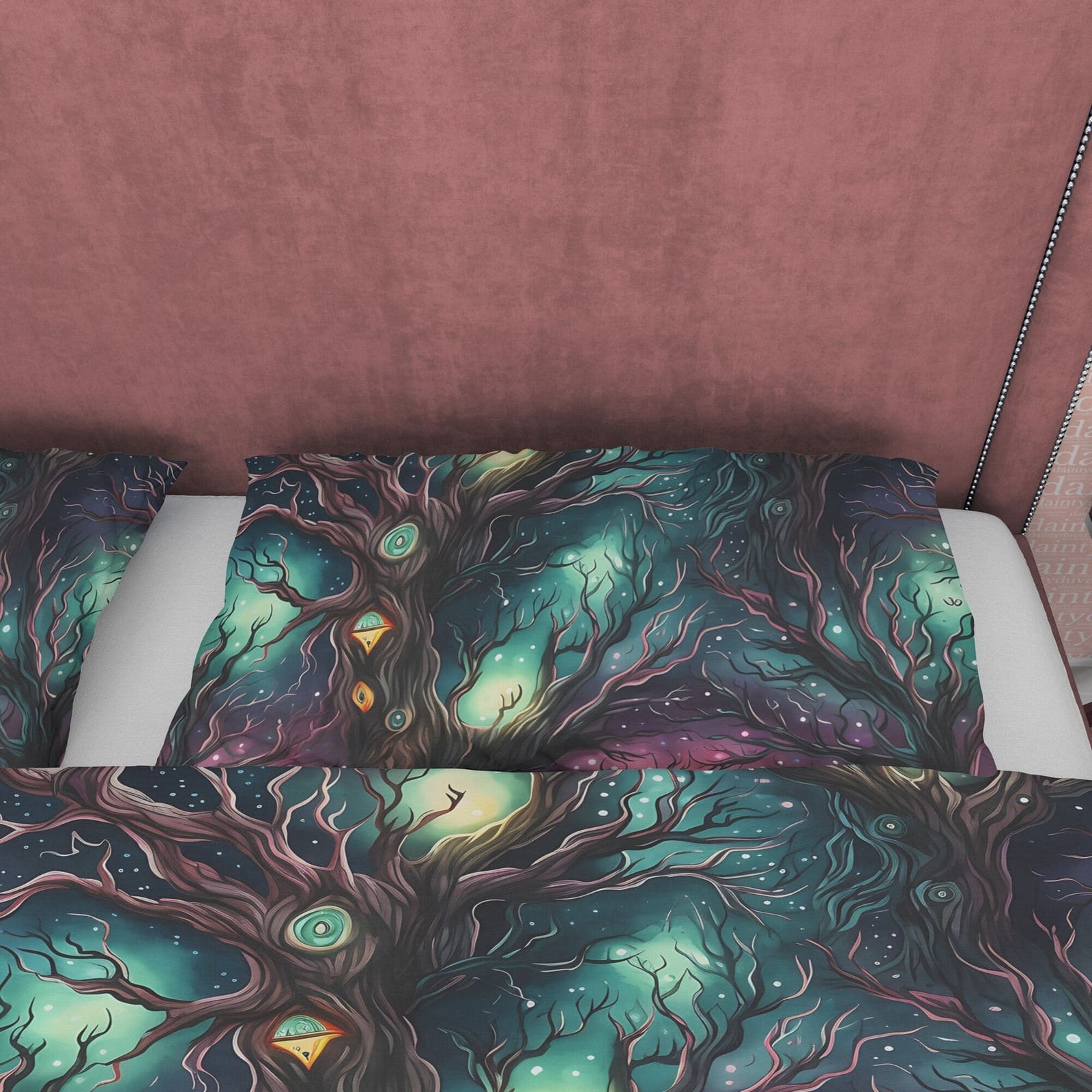 Luminous Magical Enchanted Forest, Colorful Halloween Duvet Cover Set, Aesthetic Bedding, Spooky Room Decor, US, European,…