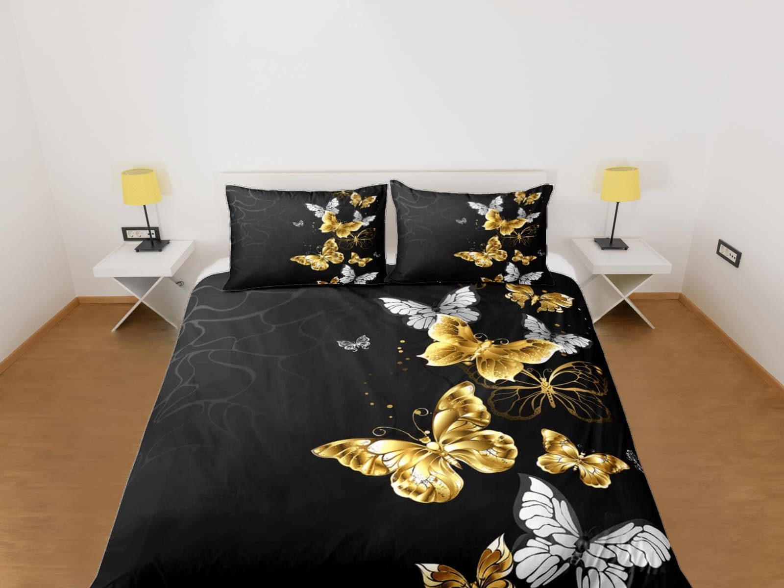 Luxury gold butterfly bedding boho chic aesthetic duvet cover, dorm bedding full size adult duvet king queen twin, nursery…