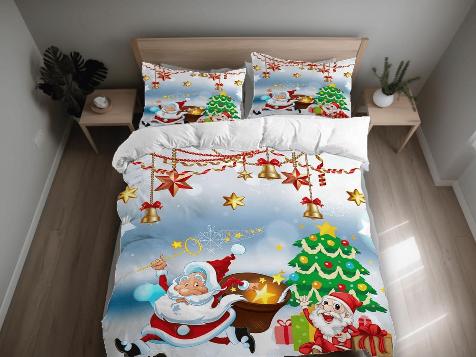 Magical Santa Claus Christmas bedding & pillowcase holiday gift duvet cover king queen full twin toddler bedding baby Chri…