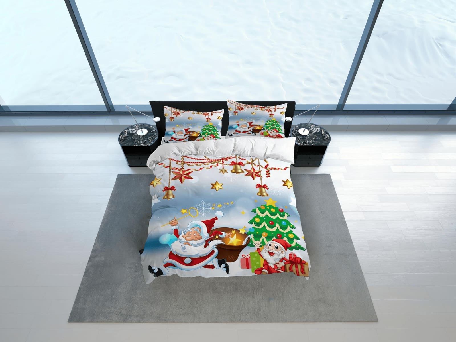 Magical Santa Claus Christmas bedding & pillowcase holiday gift duvet cover king queen full twin toddler bedding baby Chri…