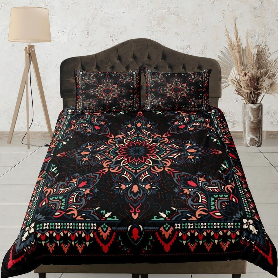 Mandala Bohemian Duvet Cover Set Colorful Bedspread, Dorm Bedding with Pillowcase