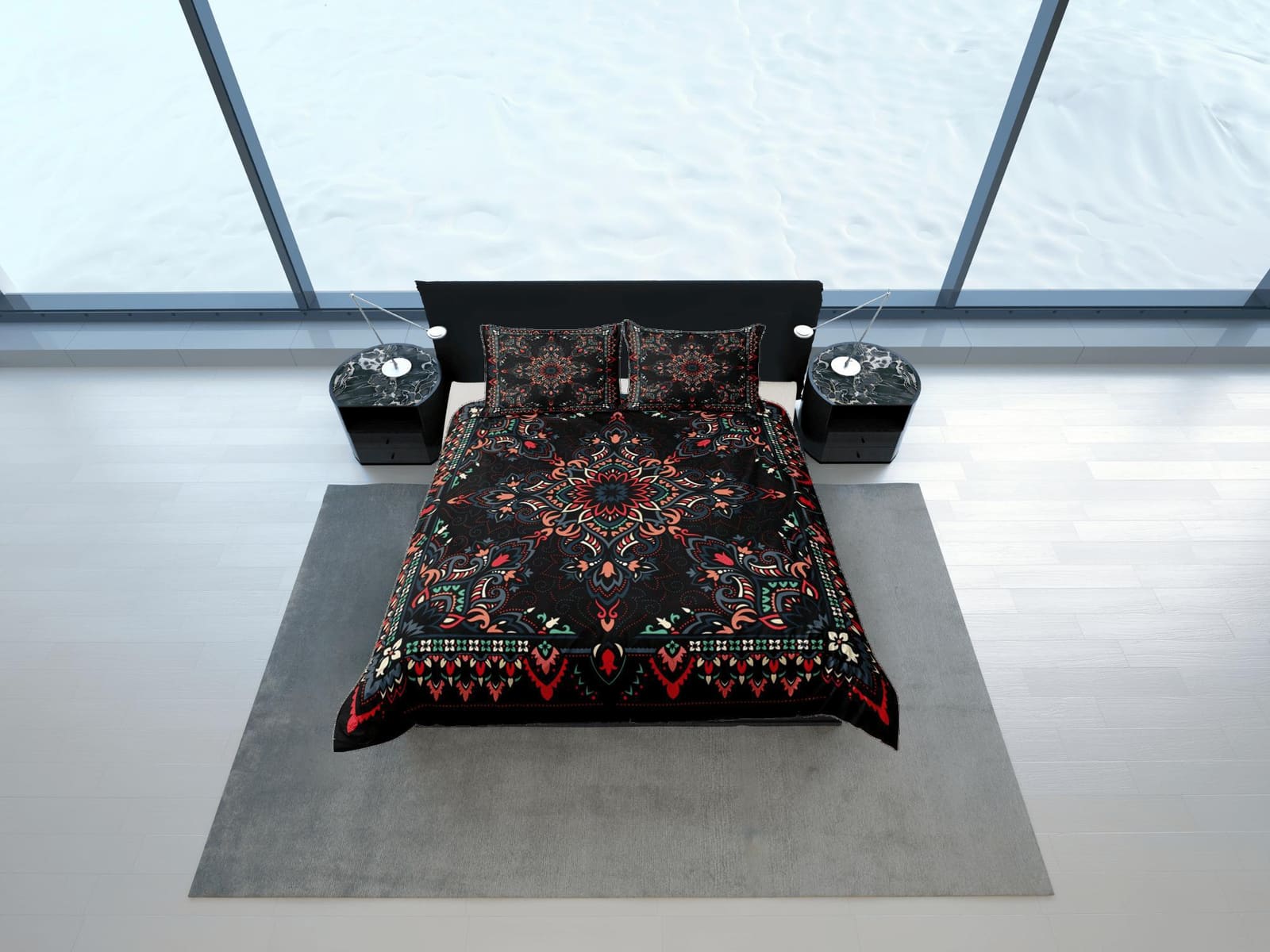 Mandala Bohemian Duvet Cover Set Colorful Bedspread, Dorm Bedding with Pillowcase