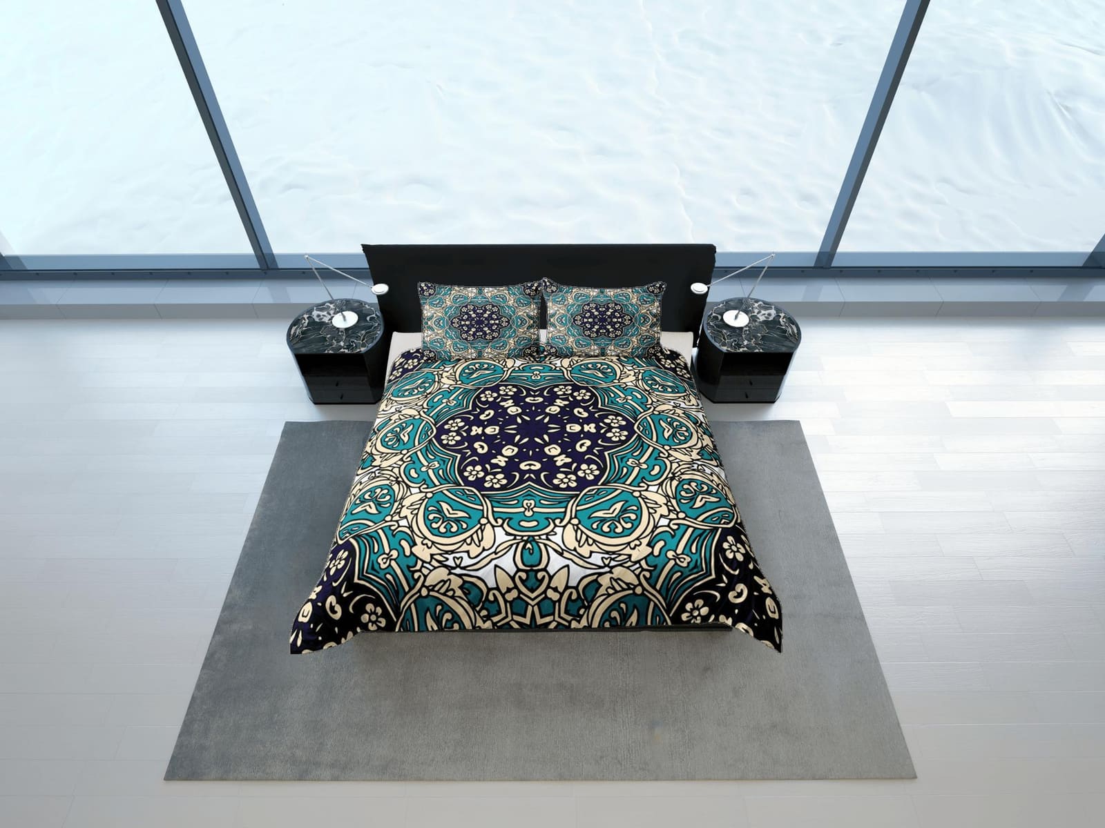 Mandala Bohemian Duvet Cover Set Colorful Bedspread, Dorm Bedding with Pillowcase