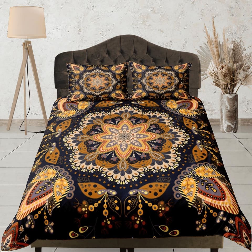 Mandala Duvet Cover Set Boho Bedding, Hippie Dorm Bedding & Pillowcase, Single Bed