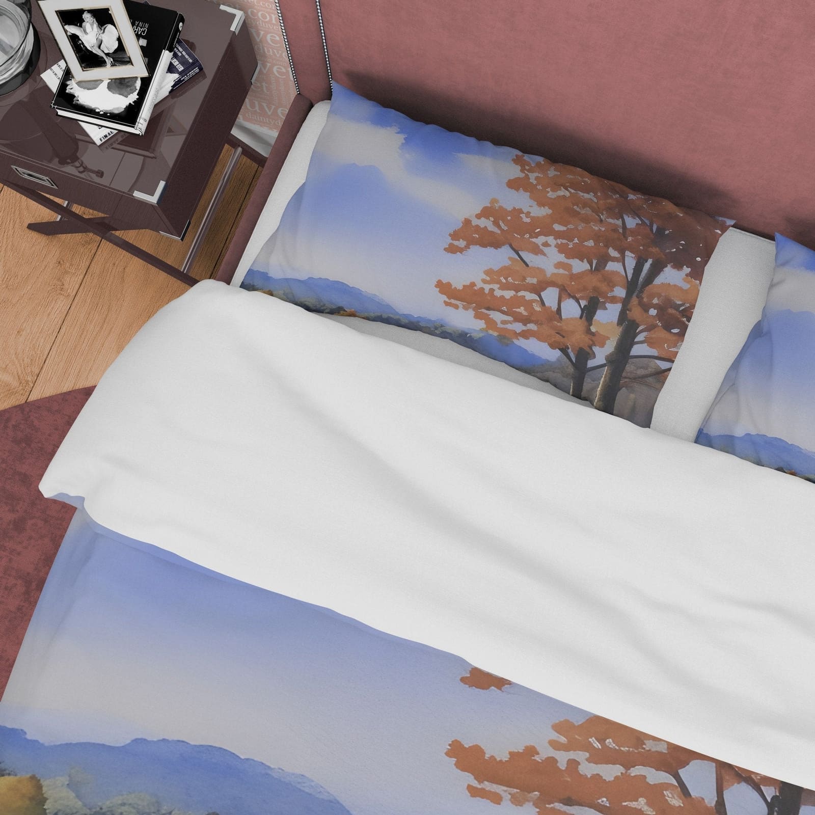 Meadow Fall Season Duvet Cover Autumn Bedding Set, Warm Autumn Colors Printed Quilt Cover, Foliage Bedspread — view 2