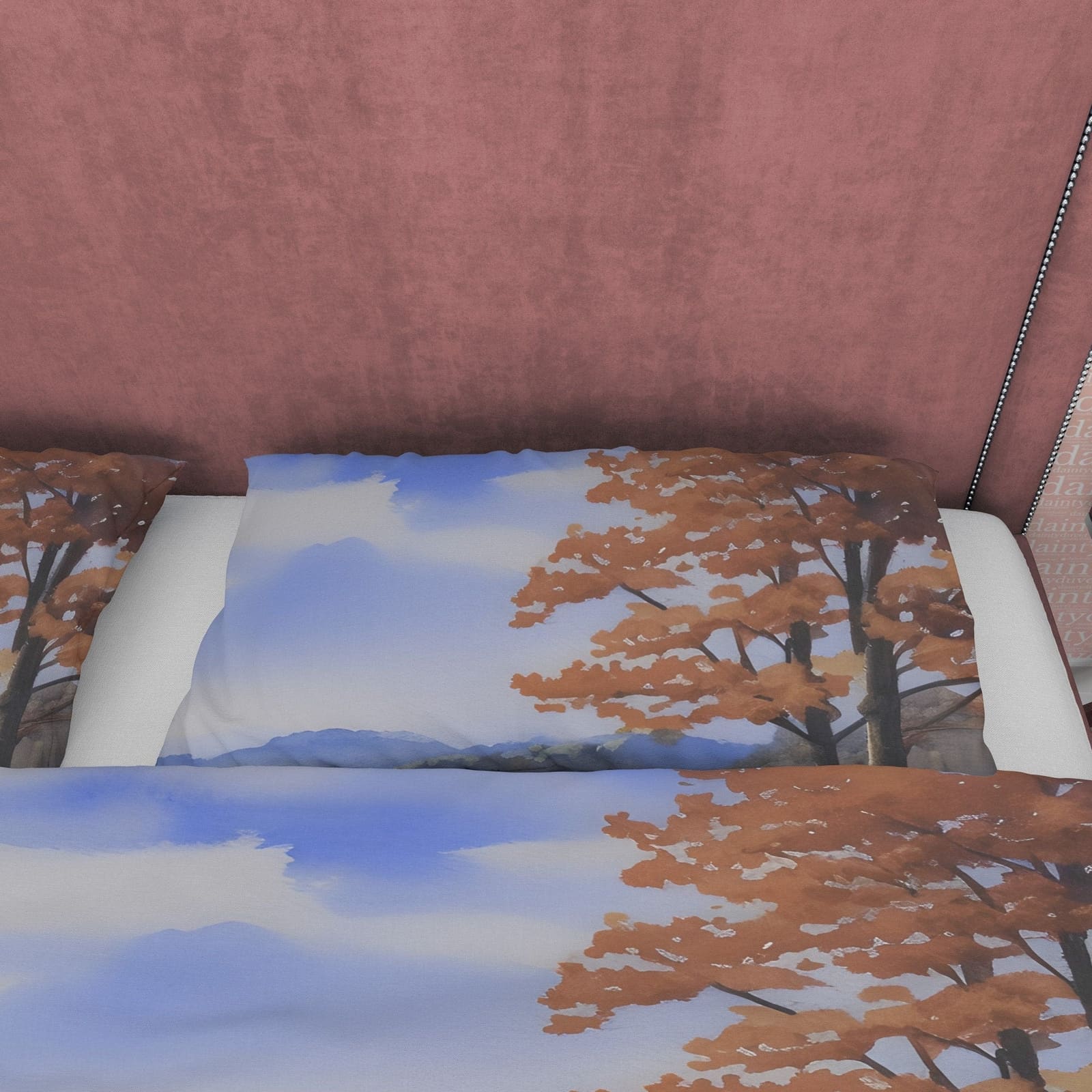 Meadow Fall Season Duvet Cover Autumn Bedding Set, Warm Autumn Colors Printed Quilt Cover, Foliage Bedspread — view 3