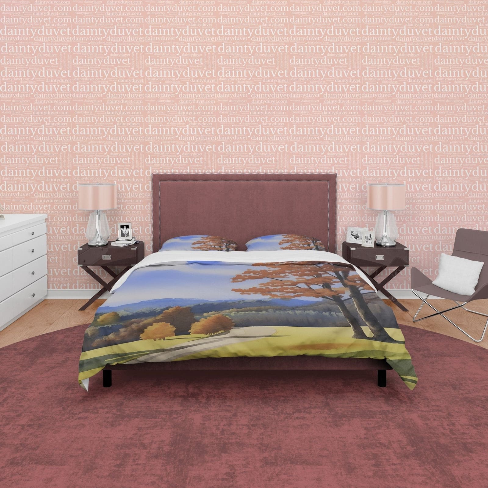 Meadow Fall Season Duvet Cover Autumn Bedding Set, Warm Autumn Colors Printed Quilt Cover, Foliage Bedspread — view 4