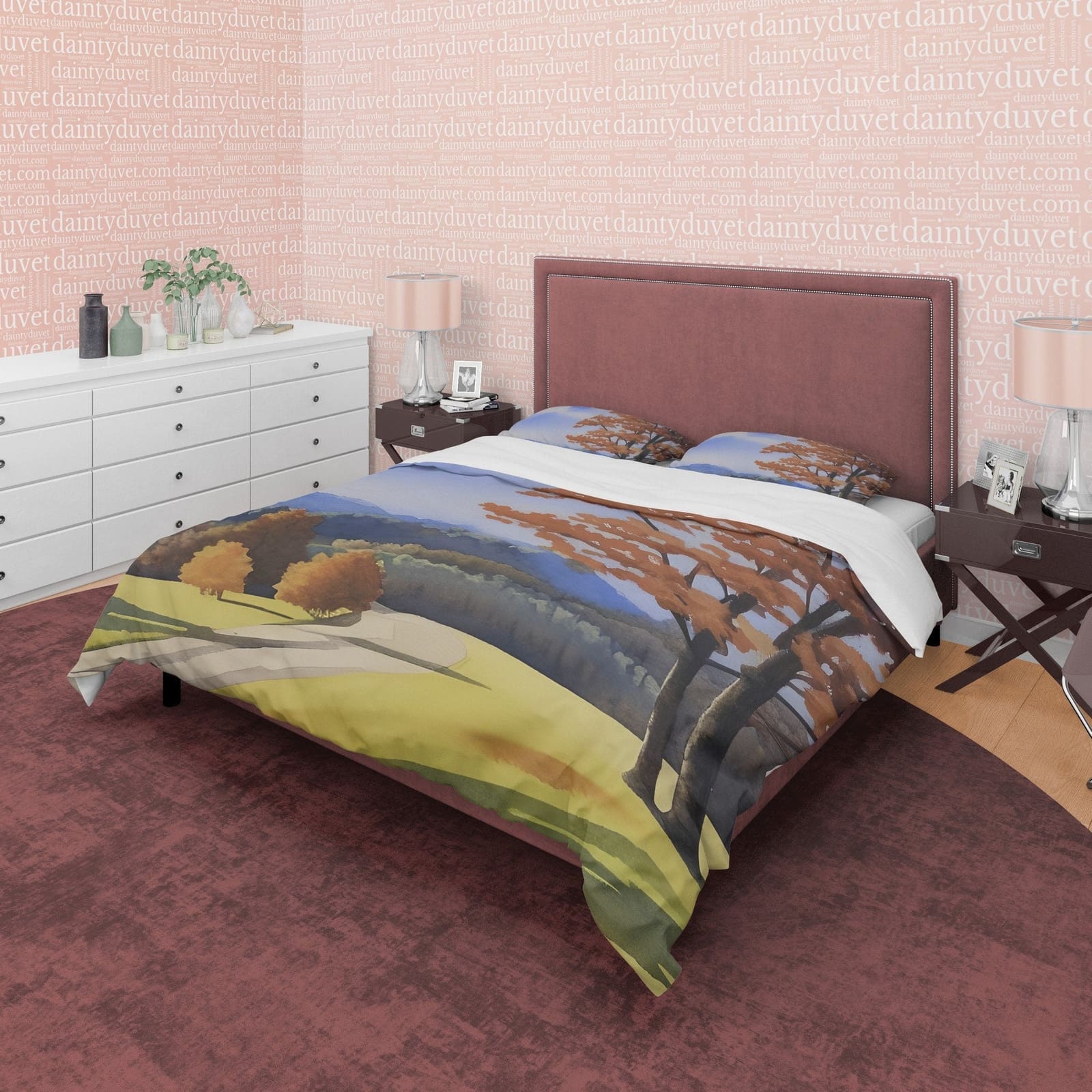 Meadow Fall Season Duvet Cover Autumn Bedding Set, Warm Autumn Colors Printed Quilt Cover, Foliage Bedspread — view 5