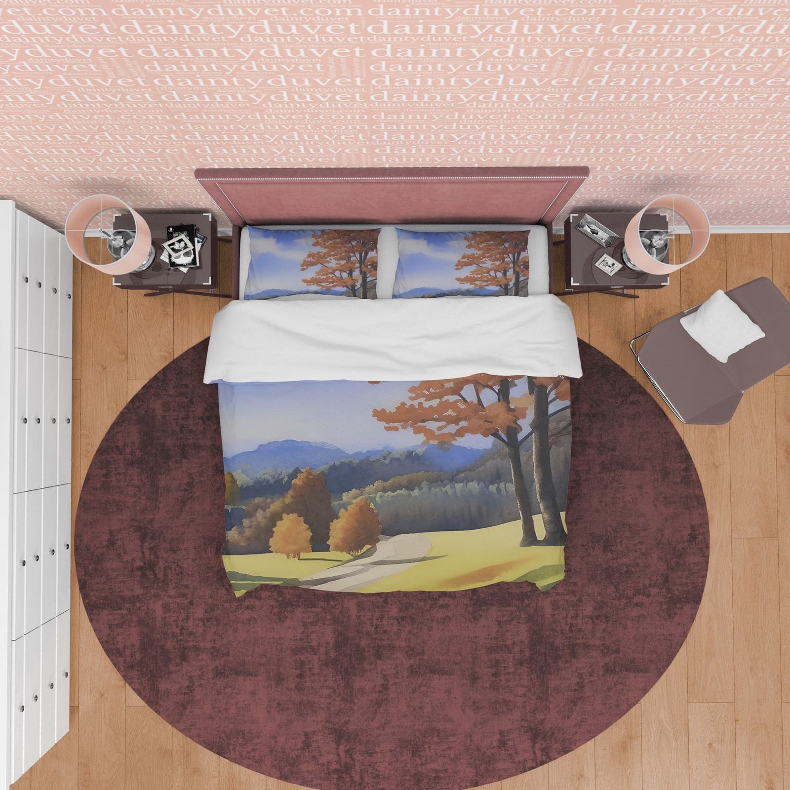 Meadow Fall Season Duvet Cover Autumn Bedding Set, Warm Autumn Colors Printed Quilt Cover, Foliage Bedspread — view 6