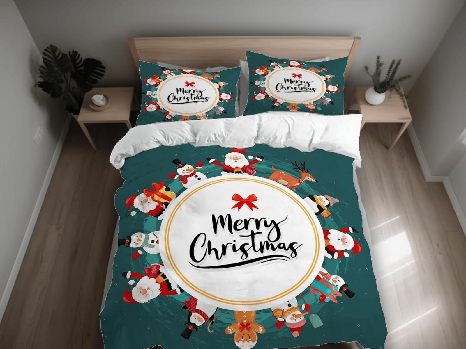 Merry christmas green duvet cover set christmas full size bedding & pillowcase, college bedding, crib toddler bedding, hol…