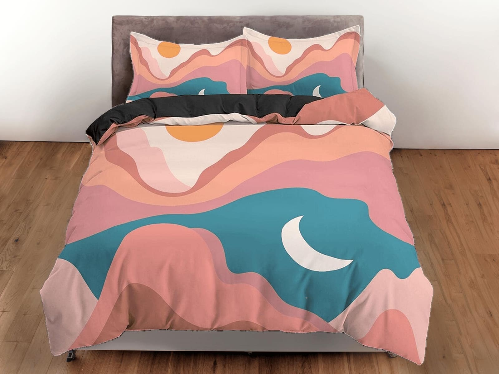 Mid Century Modern Nordic Boho Bedding, Minimalist Bohemian, Dorm Bedding, Duvet Cover Set, Aesthetic Duvet King Queen Ful…