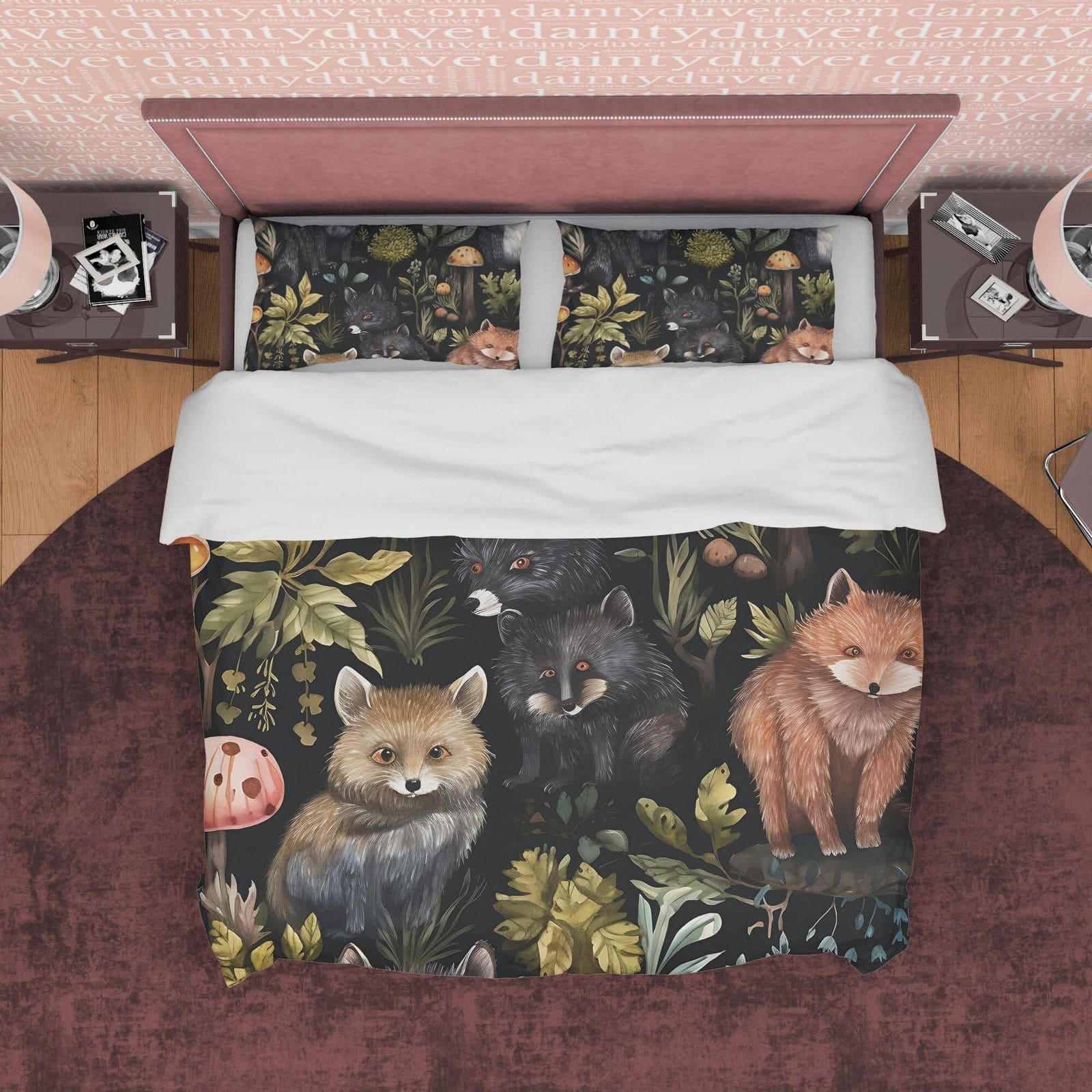 Midnight Cat Duvet Cover Set, Scary Haunted Forest Aesthetic Zipper Bedding, Halloween Room Decor, Spooky Dark Night Blank…