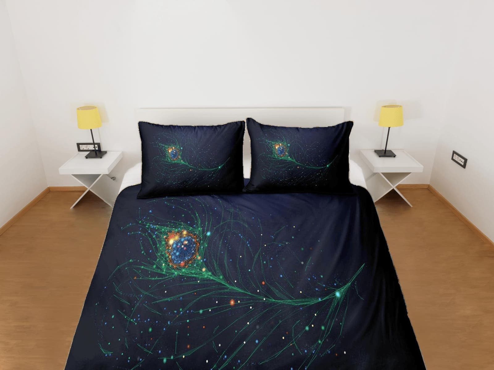 Minimalist bedding with peacock decor aesthetic bedding set full, luxury duvet cover queen, king, boho duvet, designer bed…