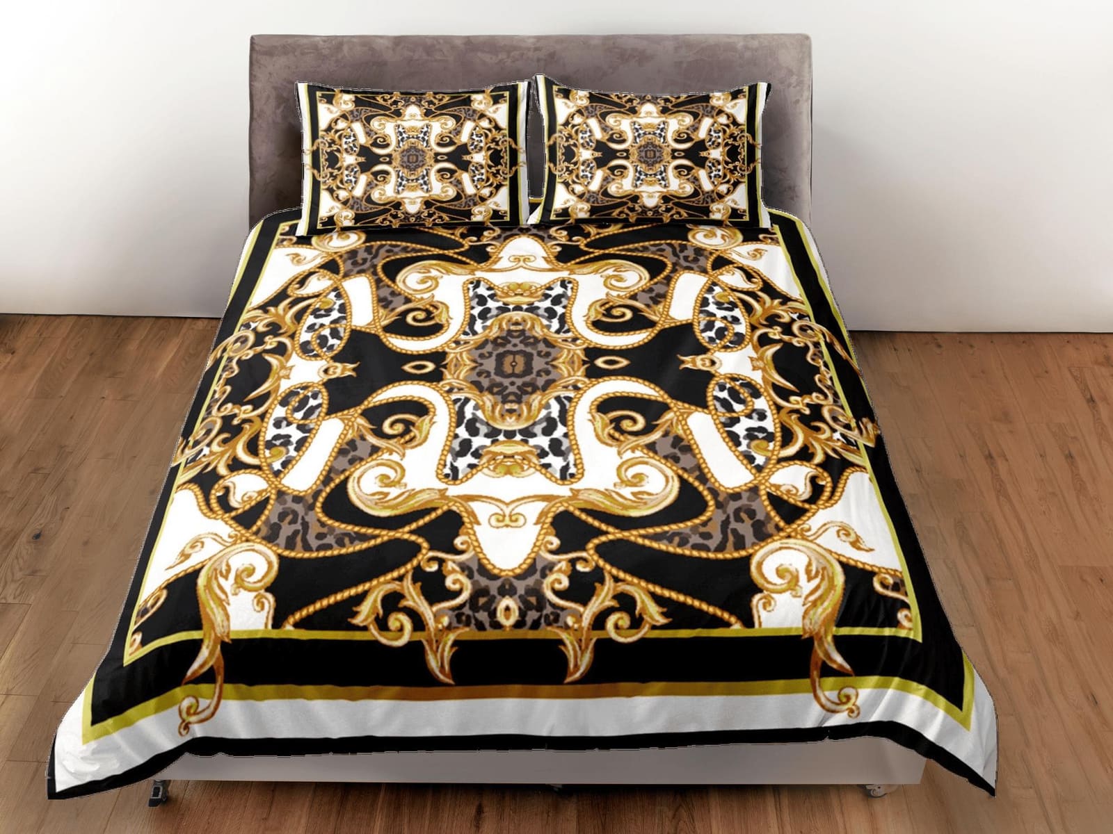 Mixed Baroque Gold Black & White Luxury Duvet Cover Set Aesthetic Bedding Set Full Victorian Decor, King Duvet Cover Queen…