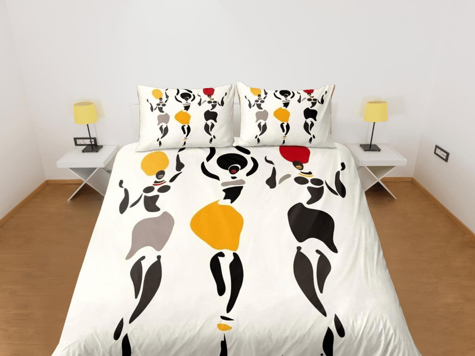 Modern african ladies bedding set duvet cover, boho bedding set african american heritage, afrocentric designer bedding, s…