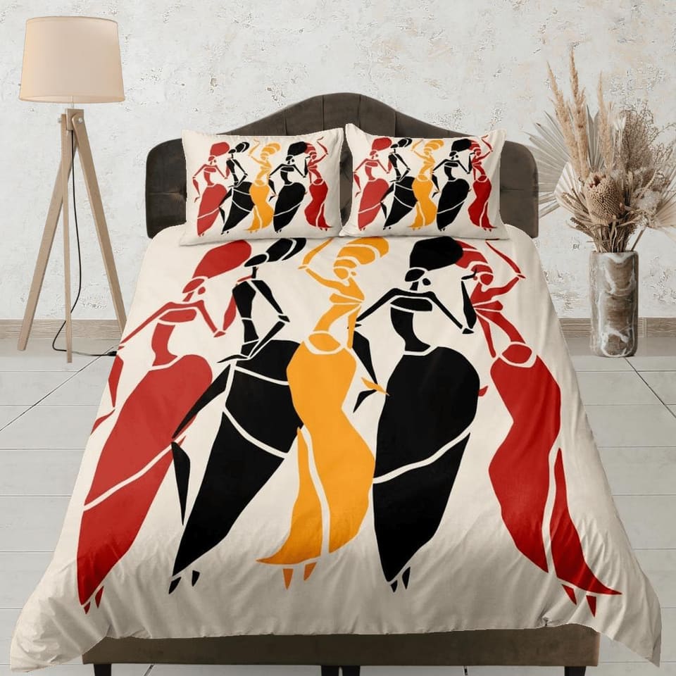 Modern afro women african bedding set duvet cover, boho bedding ethnic tribal designs, afrocentric designer bedding, south…