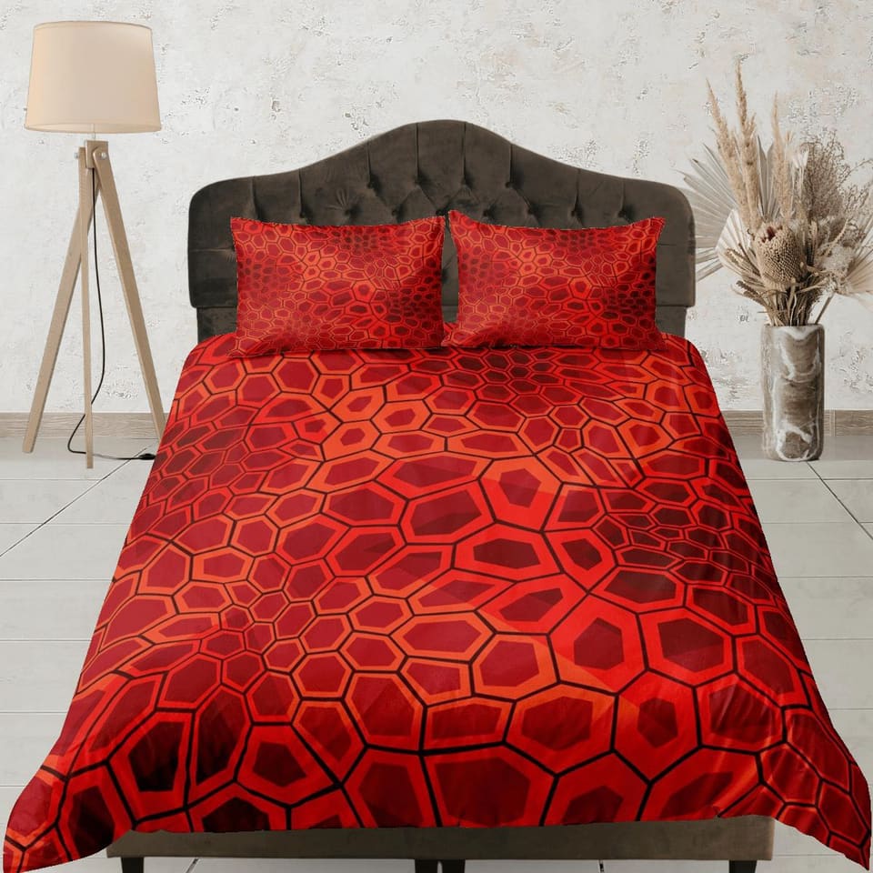 Modern Geometric Red Duvet Cover Colorful Dorm Bedding Set Full Abstract Design Bedspread