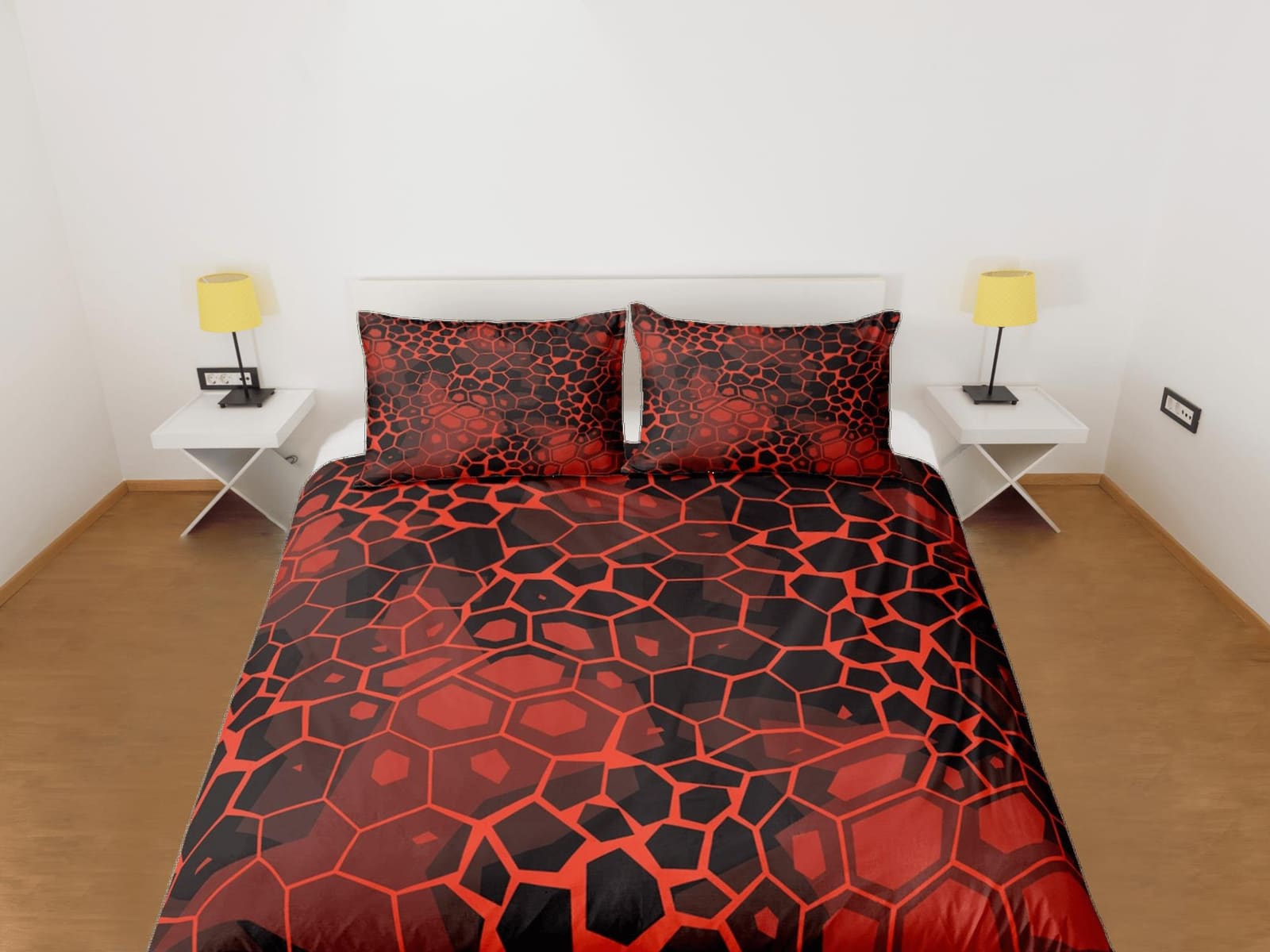 Modern Geometric Red Duvet Cover Colorful Dorm Bedding Set Full Abstract Design Bedspread