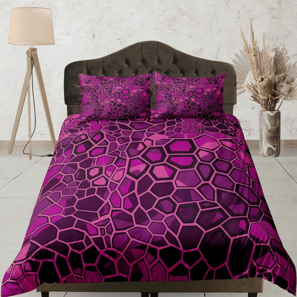 Modern Geometric Violet Duvet Cover Colorful Dorm Bedding Set Full Abstract Design Pillowcase King Duvet Queen Bedspread