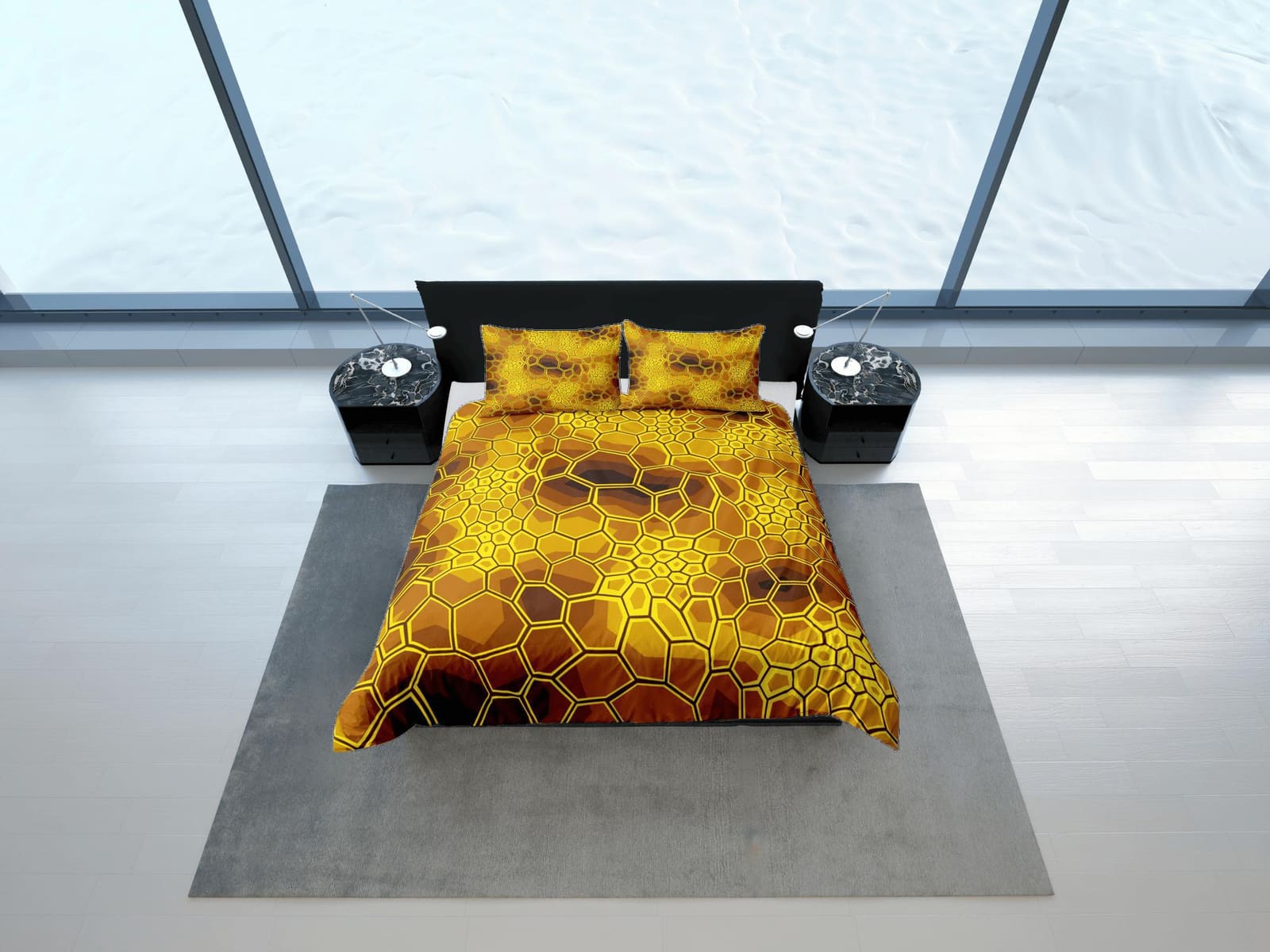 Modern Geometric Yellow Duvet Cover Colorful Dorm Bedding Set Full Abstract Design Bedspread