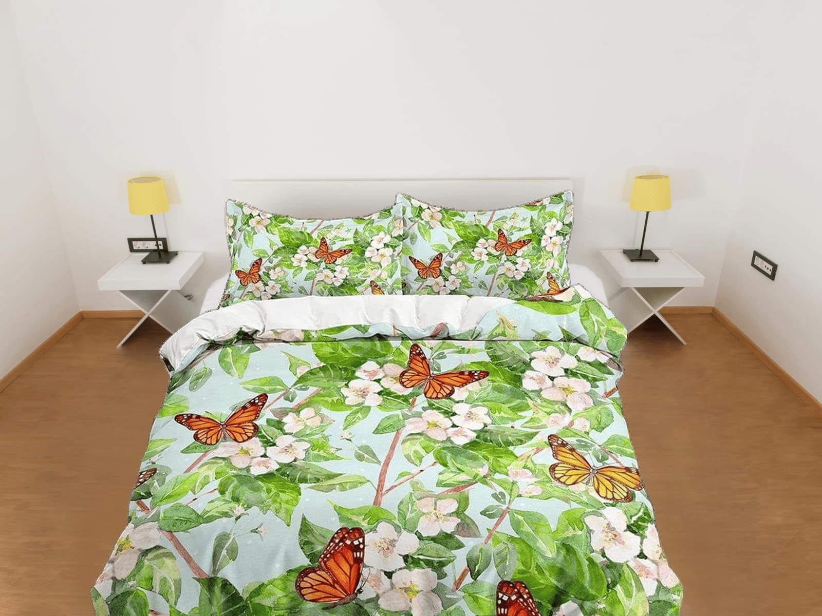 Monarch butterfly botanical bedding duvet cover colorful dorm bedding, full size adult duvet king queen twin, nursery todd…