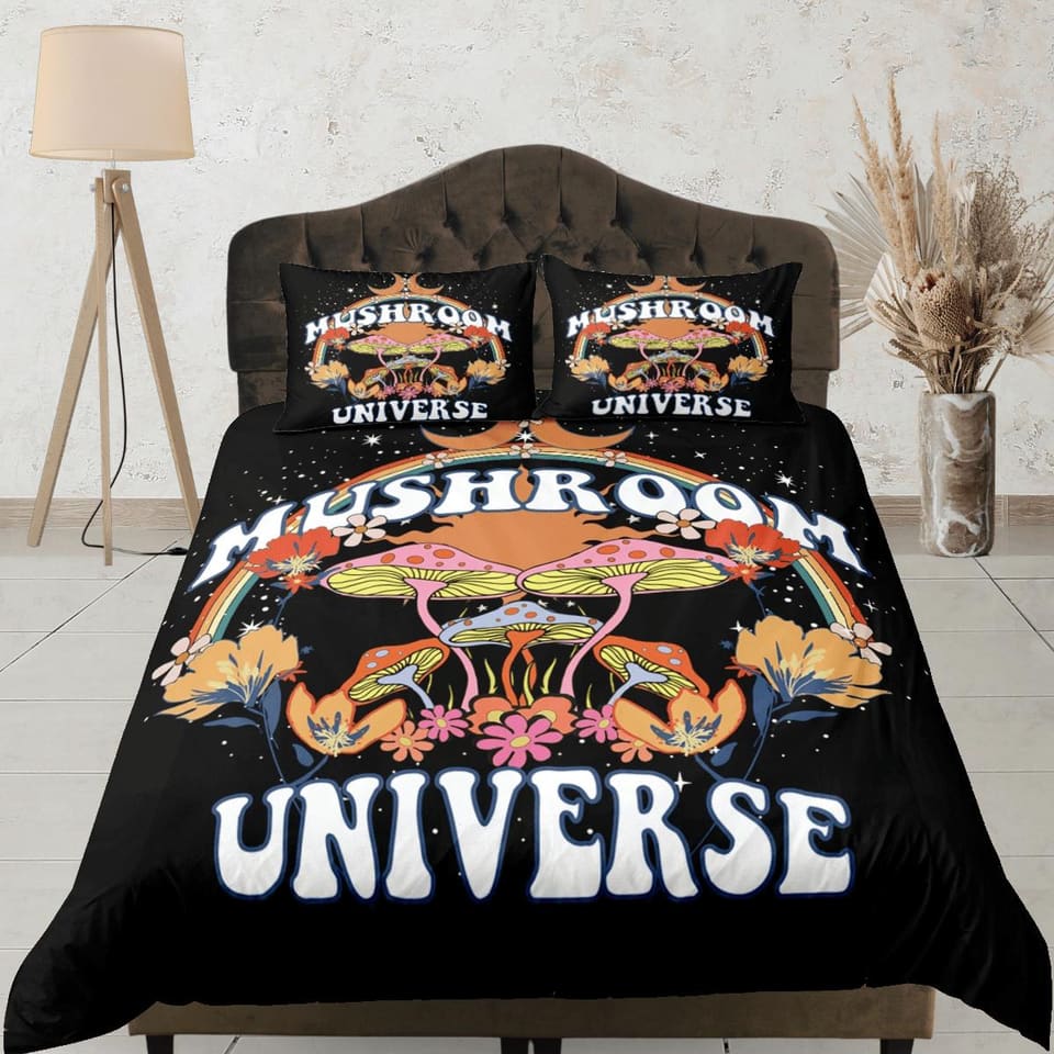 Mushroom bedding 90s nostalgia hippie bedding retro duvet cover set, colorful bedding, teens and adult duvet cover, maxima…